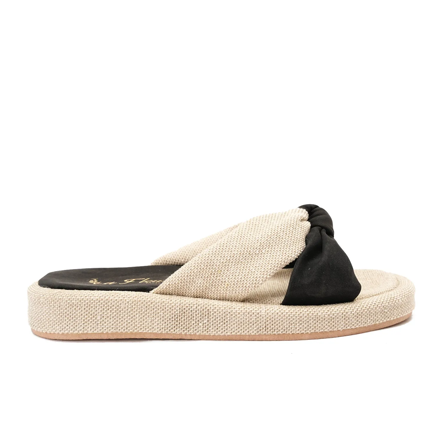 slipper tied with a knot - black