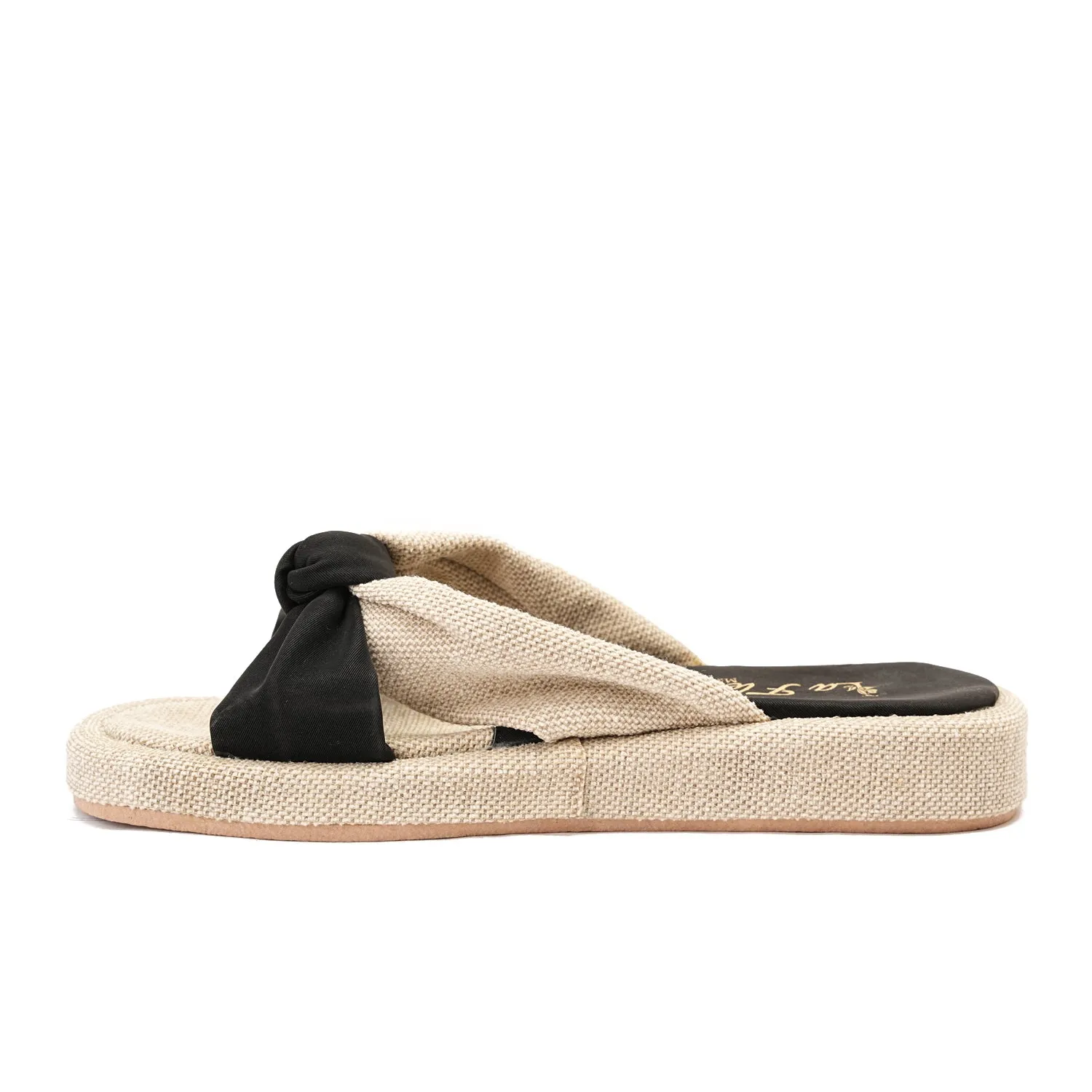 slipper tied with a knot - black