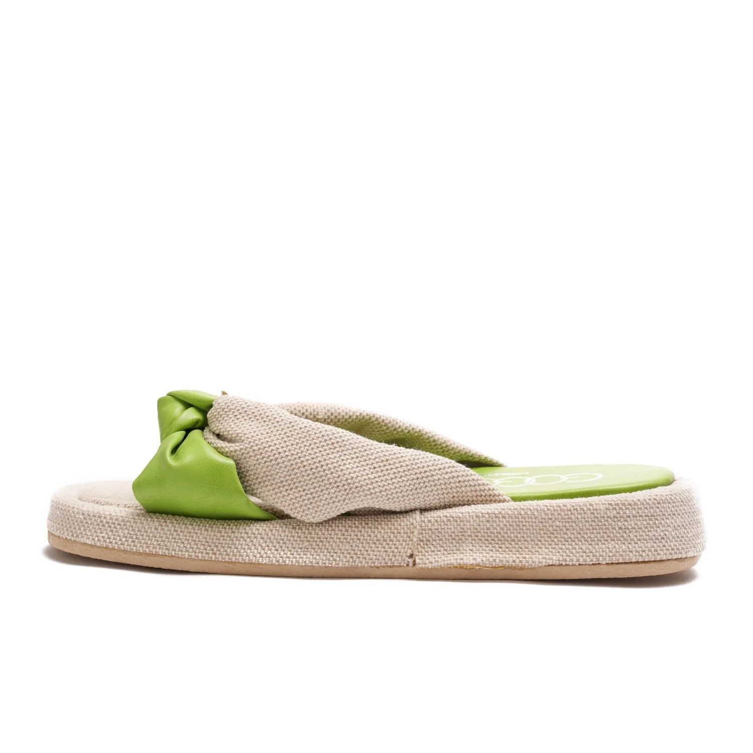 slipper tied with a knot - green