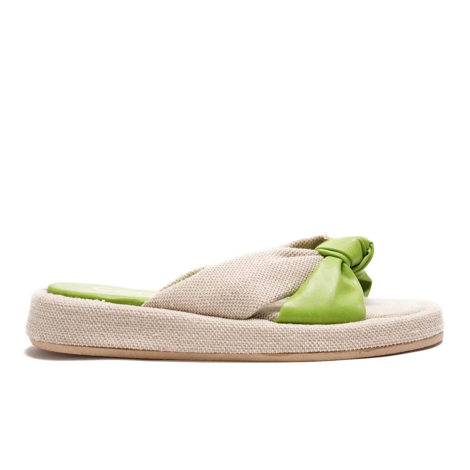 slipper tied with a knot - green