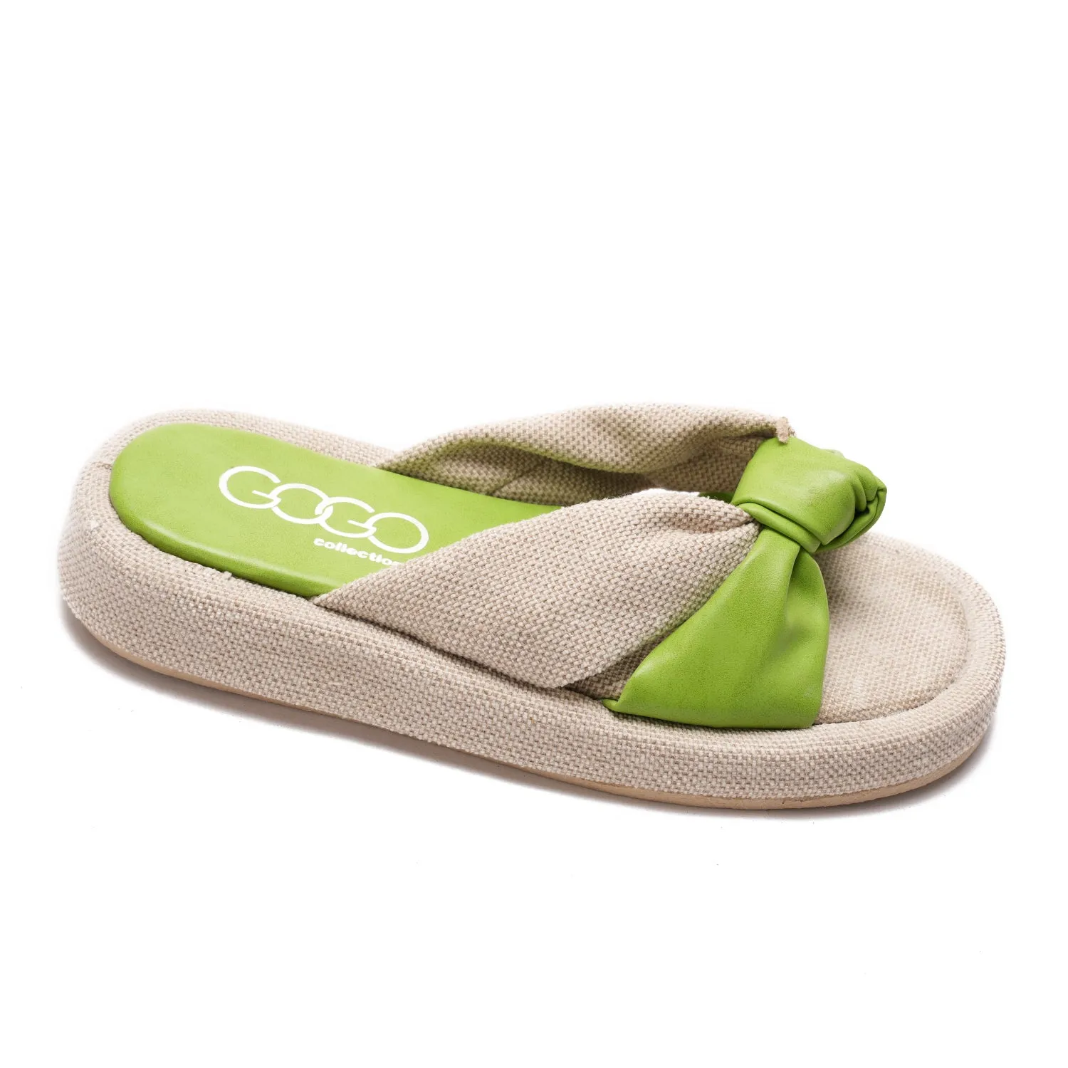 slipper tied with a knot - green