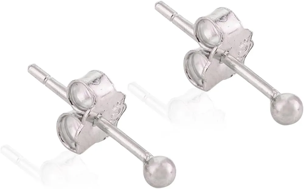 Small 925 Solid Sterling Silver Round Ball Stud Earrings | Minimalist Jewelry for Women (2mm)- Birthday Graduation Gift, MNM66