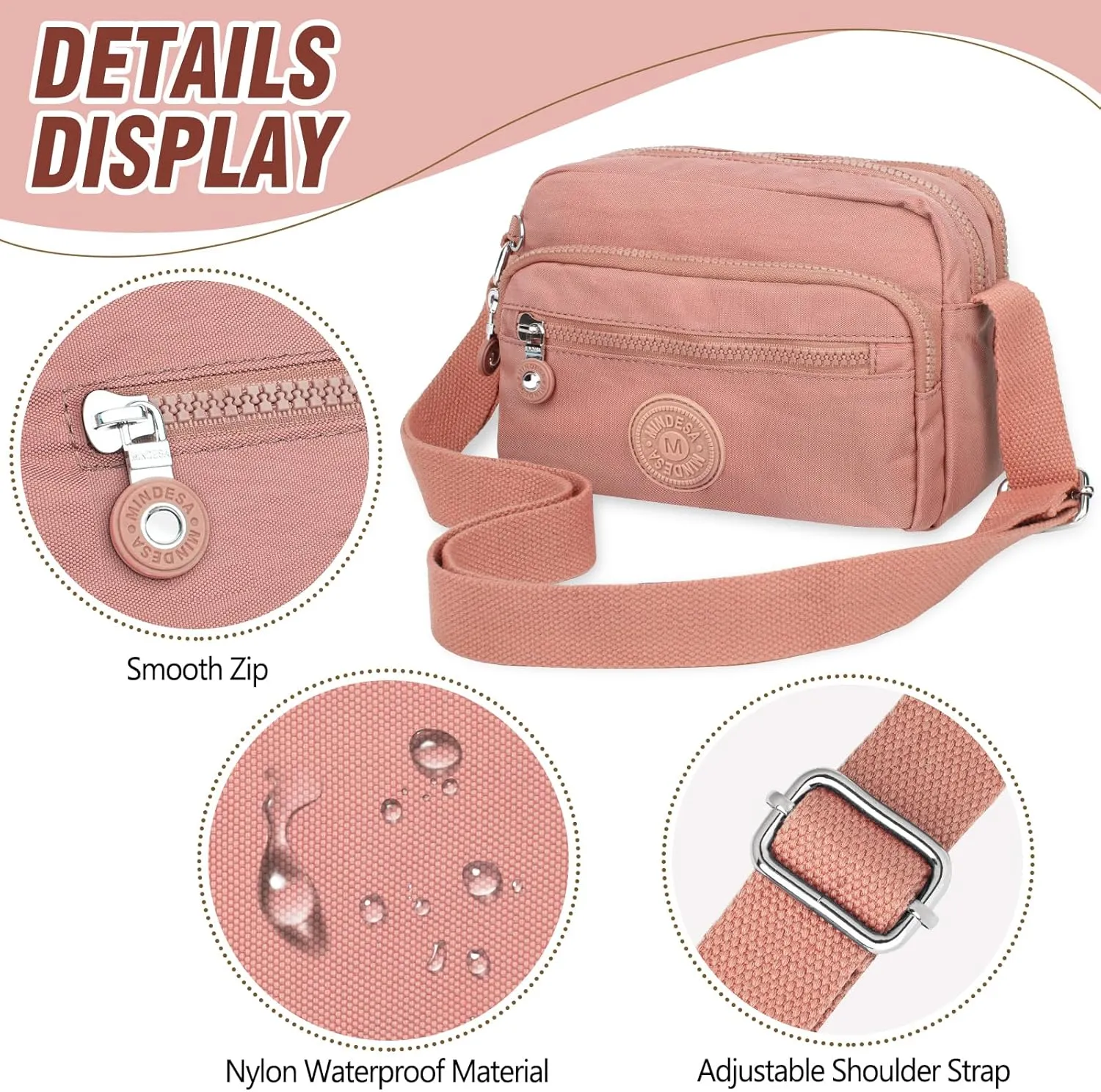 Small Crossbody Bags for Women Nylon Waterproof Lightweight Crossbody Purse Casual Fashion Shoulder Bag Handbags