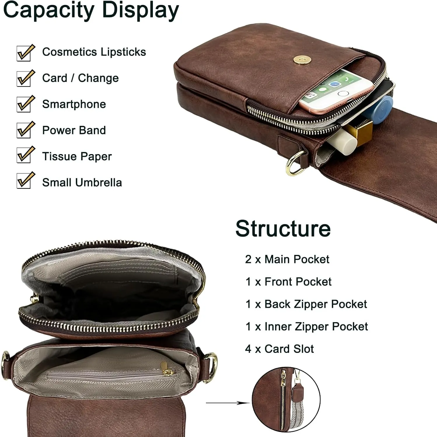 Small Crossbody Purse for Women Trendy Vegan Leather Cell Phone Bags with Card Slots & Adjustable Straps