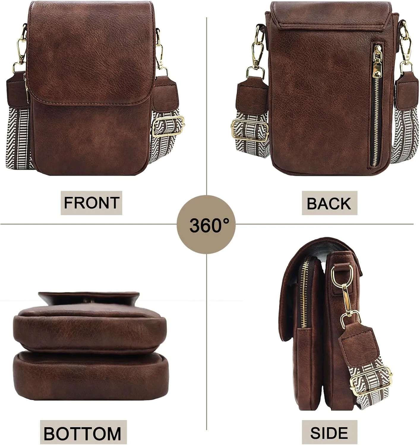 Small Crossbody Purse for Women Trendy Vegan Leather Cell Phone Bags with Card Slots & Adjustable Straps