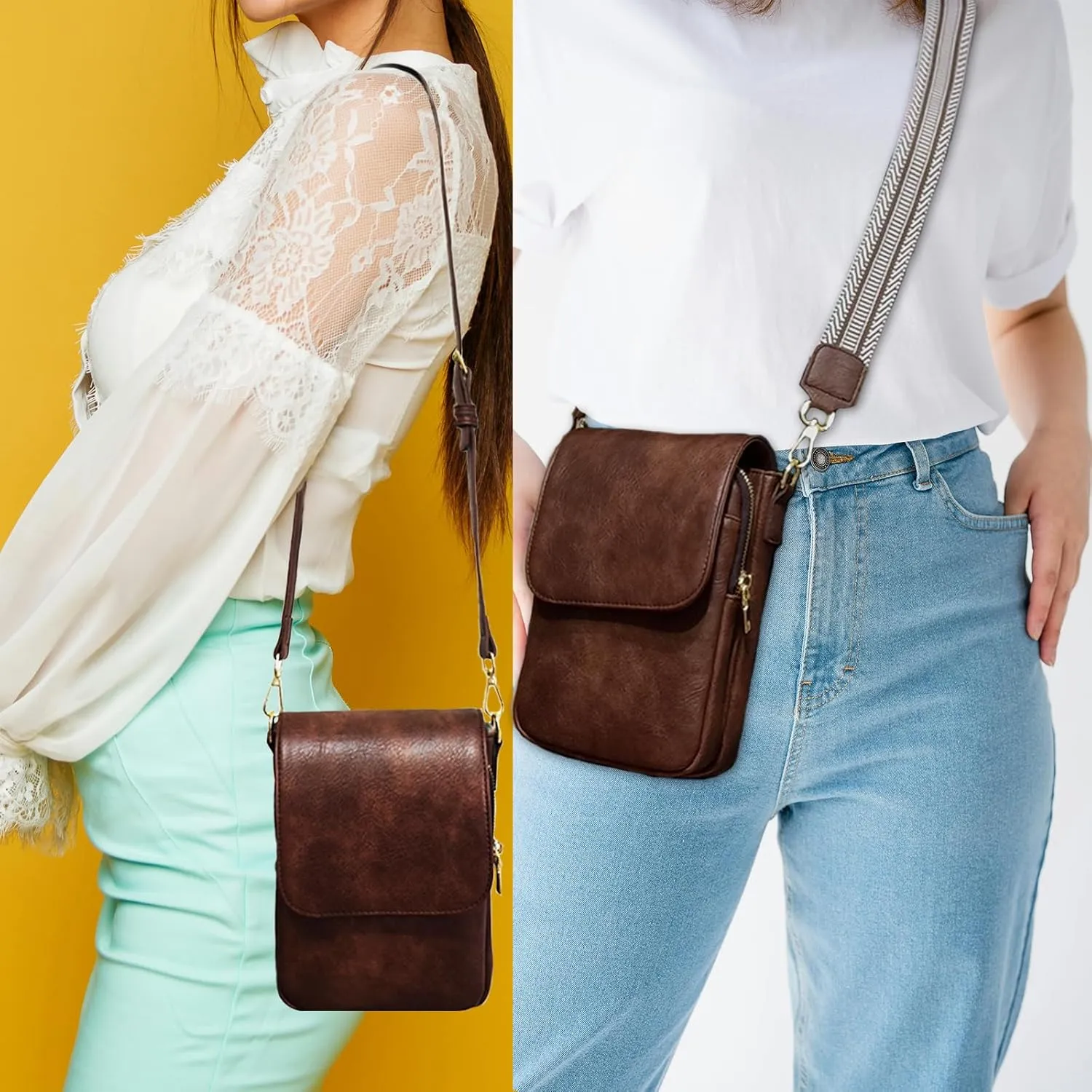 Small Crossbody Purse for Women Trendy Vegan Leather Cell Phone Bags with Card Slots & Adjustable Straps
