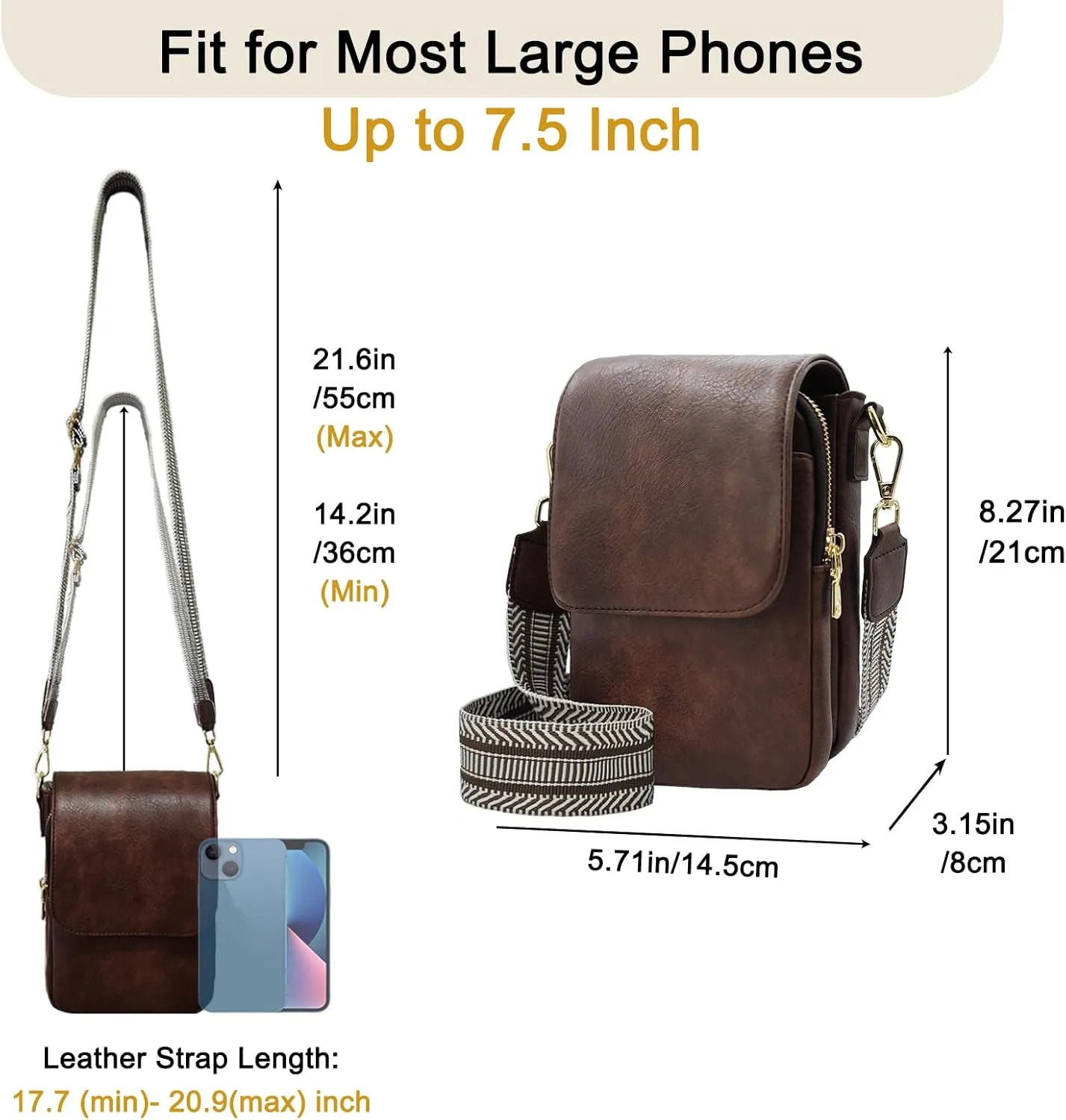 Small Crossbody Purse for Women Trendy Vegan Leather Cell Phone Bags with Card Slots & Adjustable Straps
