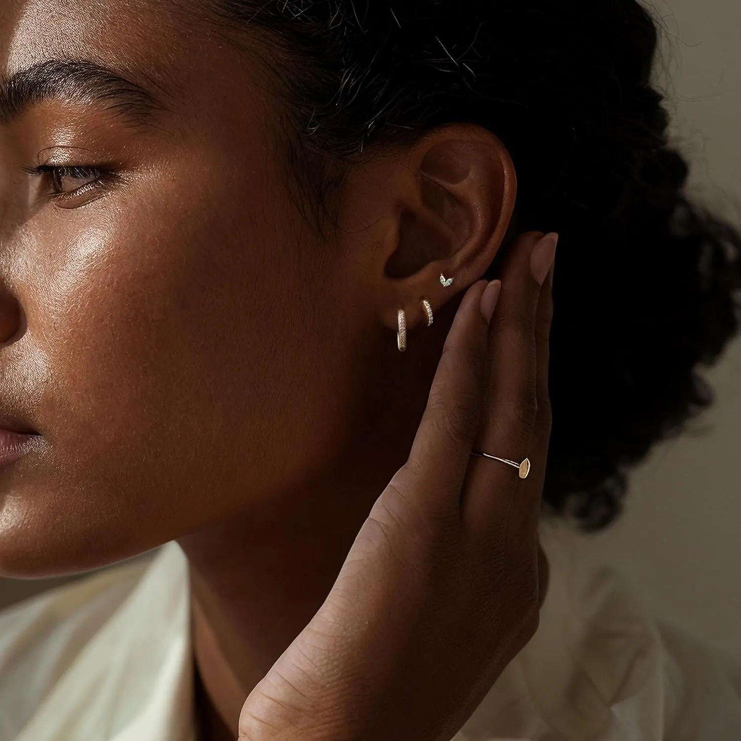 Small Gold Earrings Set 14K Gold Plated Dainty Stud Huggie Hoop Earrings for Multiple Piercing Hypoallergenic Small Hoop Dangle Earrings Sets for Women