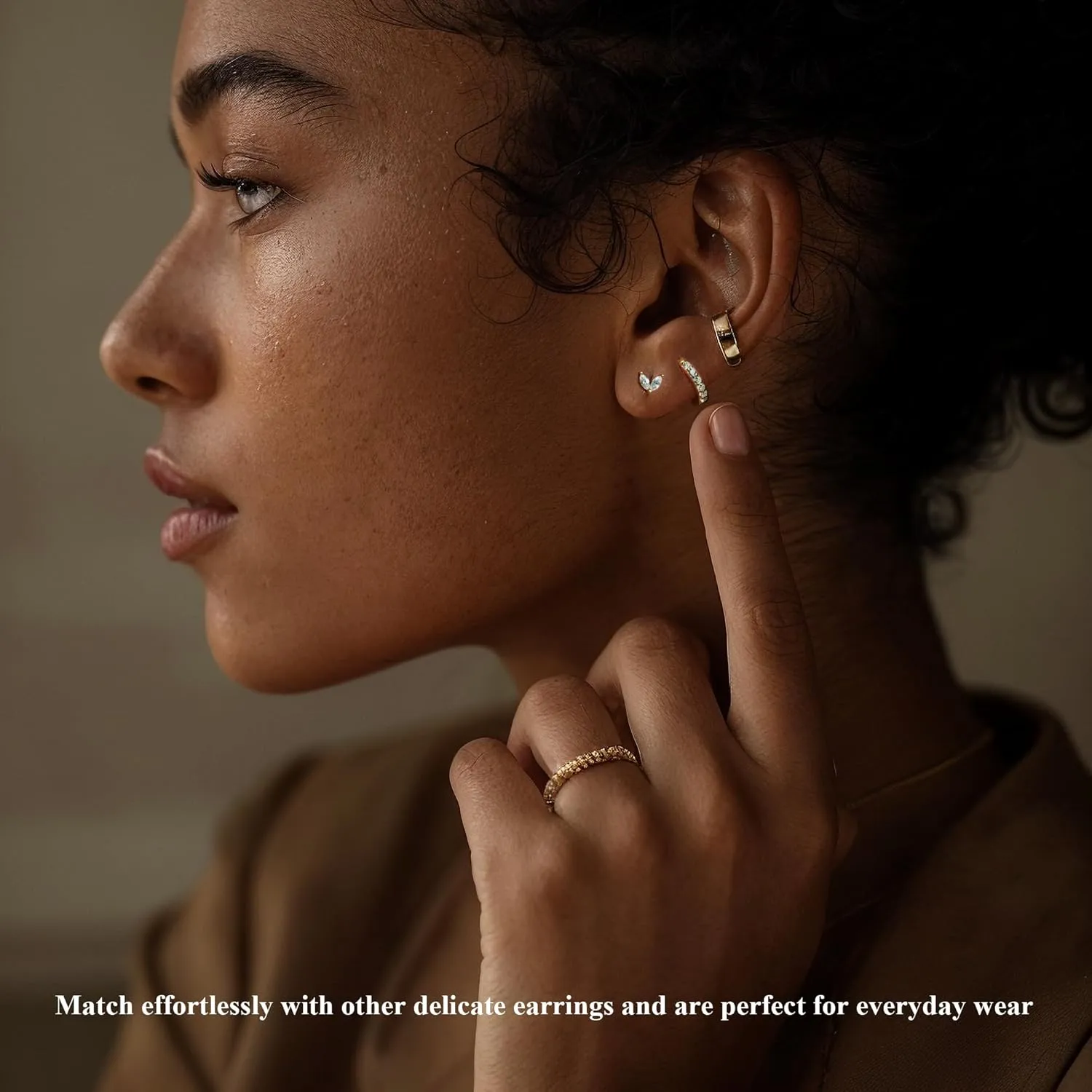 Small Gold Earrings Set 14K Gold Plated Dainty Stud Huggie Hoop Earrings for Multiple Piercing Hypoallergenic Small Hoop Dangle Earrings Sets for Women