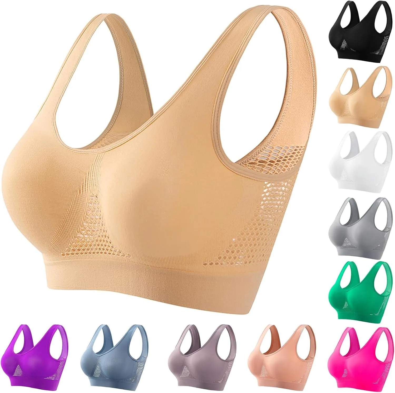 Sports Bras for Women Breathable Cool Liftup Air Bra Seamless Ultra-Thin Comfort Bra Wireless Bras for Women