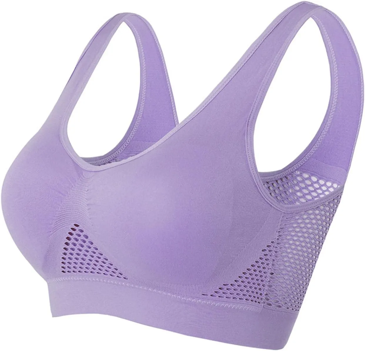 Sports Bras for Women Plus Size Breathable Cool Lift Up Air Bra Full Coverage Wireless Push Up Bra Seamless Bralettes