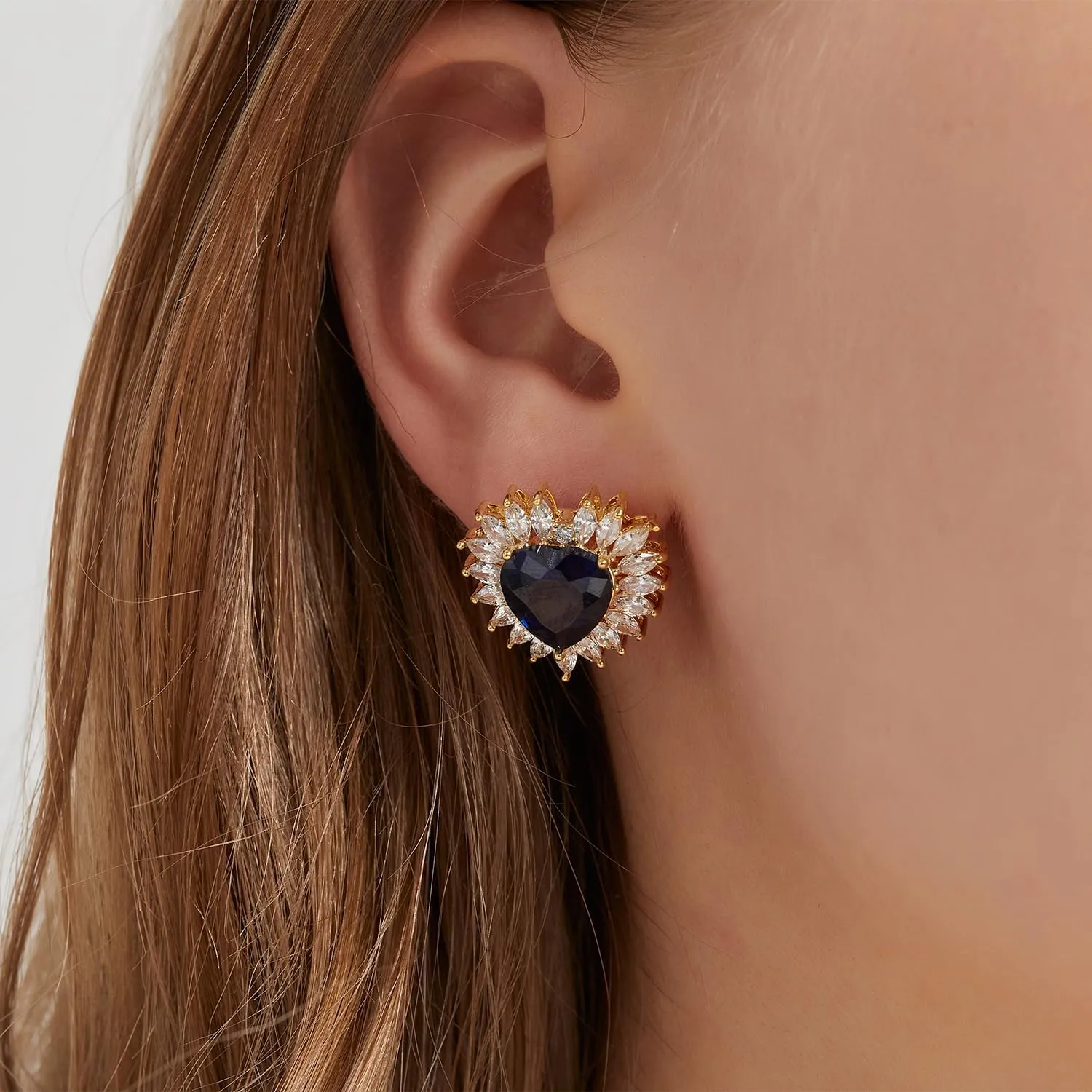 Sterling Silver Stud Earrings - 5 Styles: Pink/Blue Hearts, Moon & Music Note Designs | Hypoallergenic Jewelry for Women