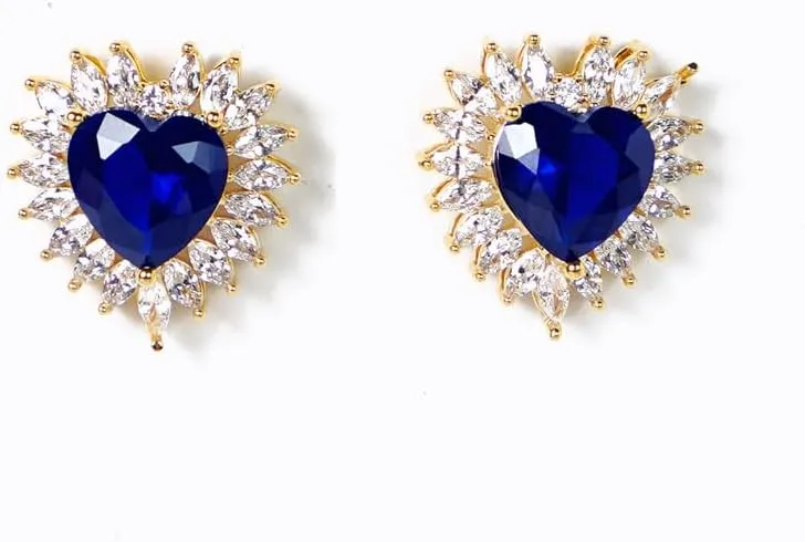 Sterling Silver Stud Earrings - 5 Styles: Pink/Blue Hearts, Moon & Music Note Designs | Hypoallergenic Jewelry for Women