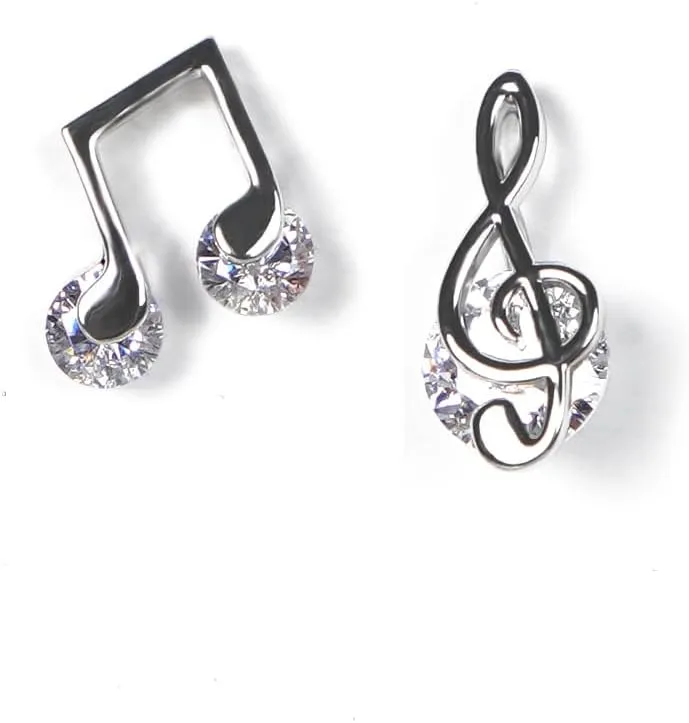 Sterling Silver Stud Earrings - 5 Styles: Pink/Blue Hearts, Moon & Music Note Designs | Hypoallergenic Jewelry for Women