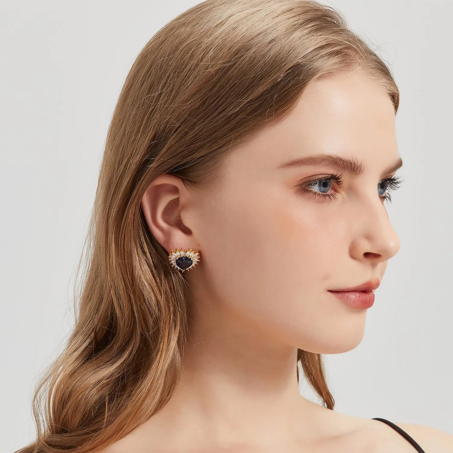 Sterling Silver Stud Earrings - 5 Styles: Pink/Blue Hearts, Moon & Music Note Designs | Hypoallergenic Jewelry for Women