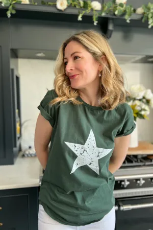 Stone Wash Khaki Star T-Shirt