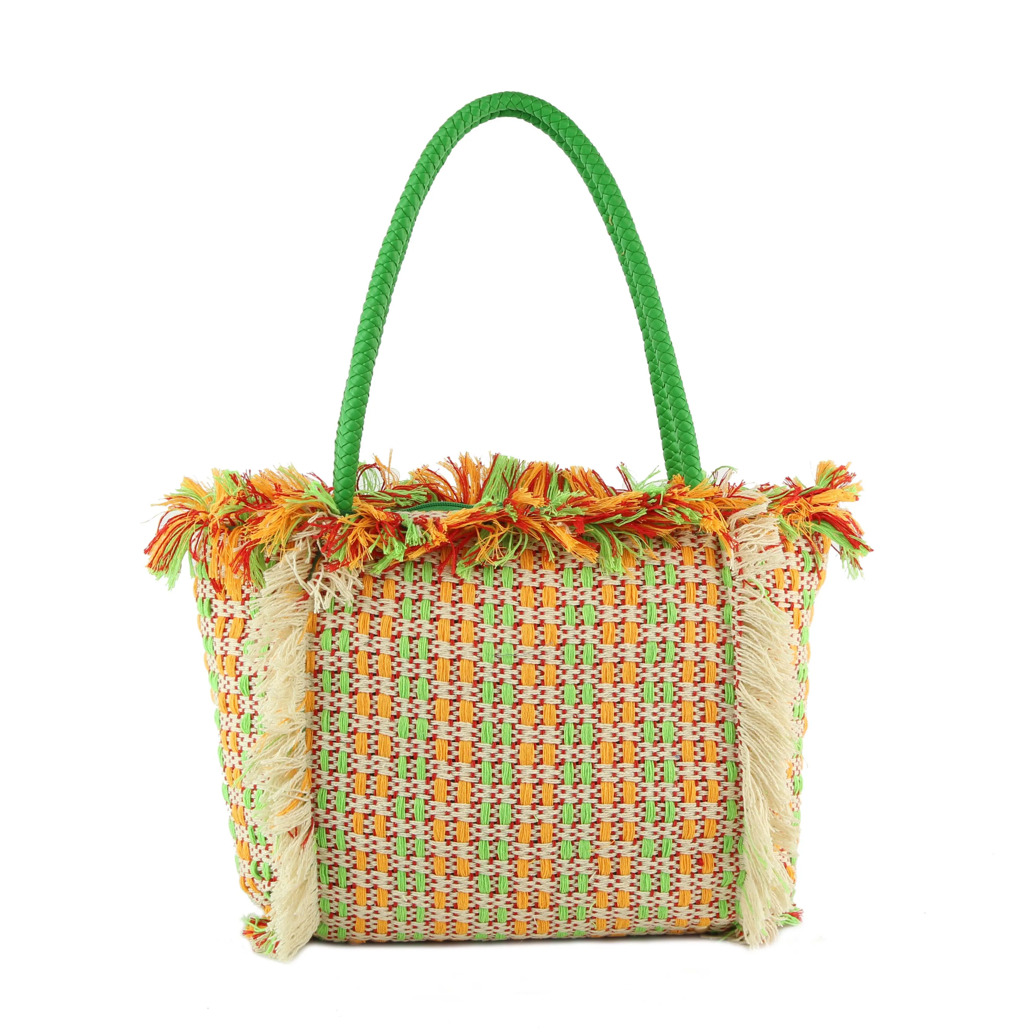 Straw Travel Beach Tote Bag