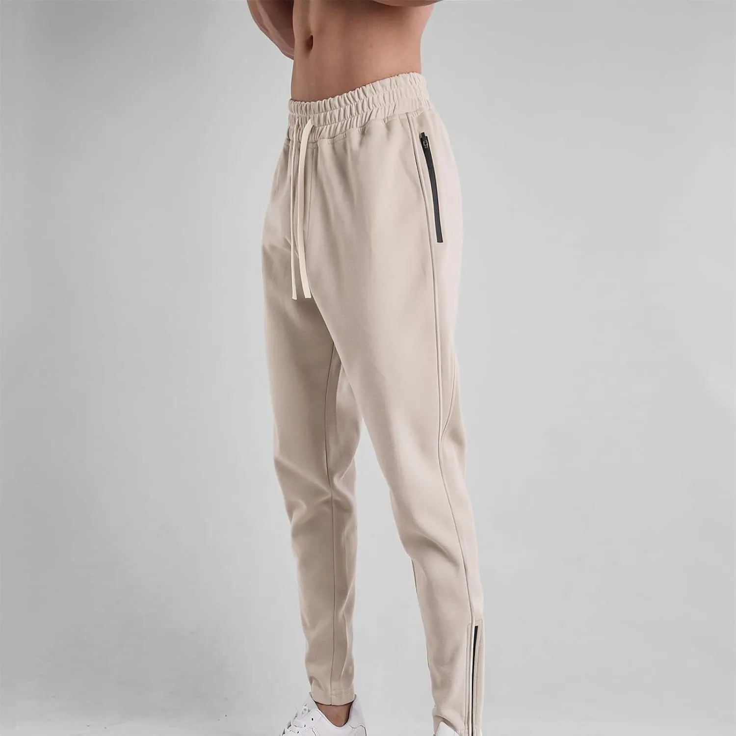Stretch Tracksuit Bottoms Mens Joggers Pants Slim Fit Gym Sweatpants with Zip Pockets Drawstring Pant Tapered Trousers