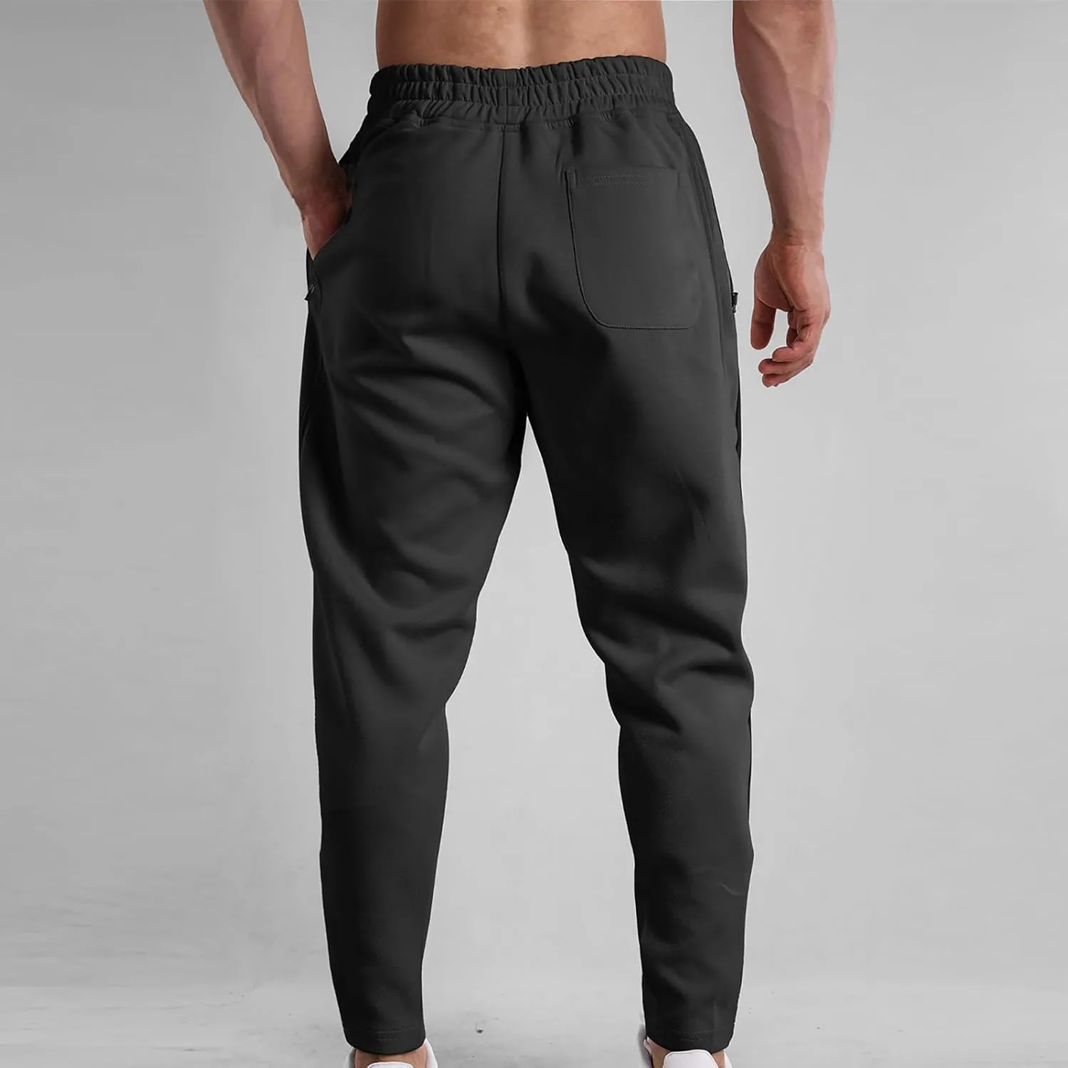 Stretch Tracksuit Bottoms Mens Joggers Pants Slim Fit Gym Sweatpants with Zip Pockets Drawstring Pant Tapered Trousers
