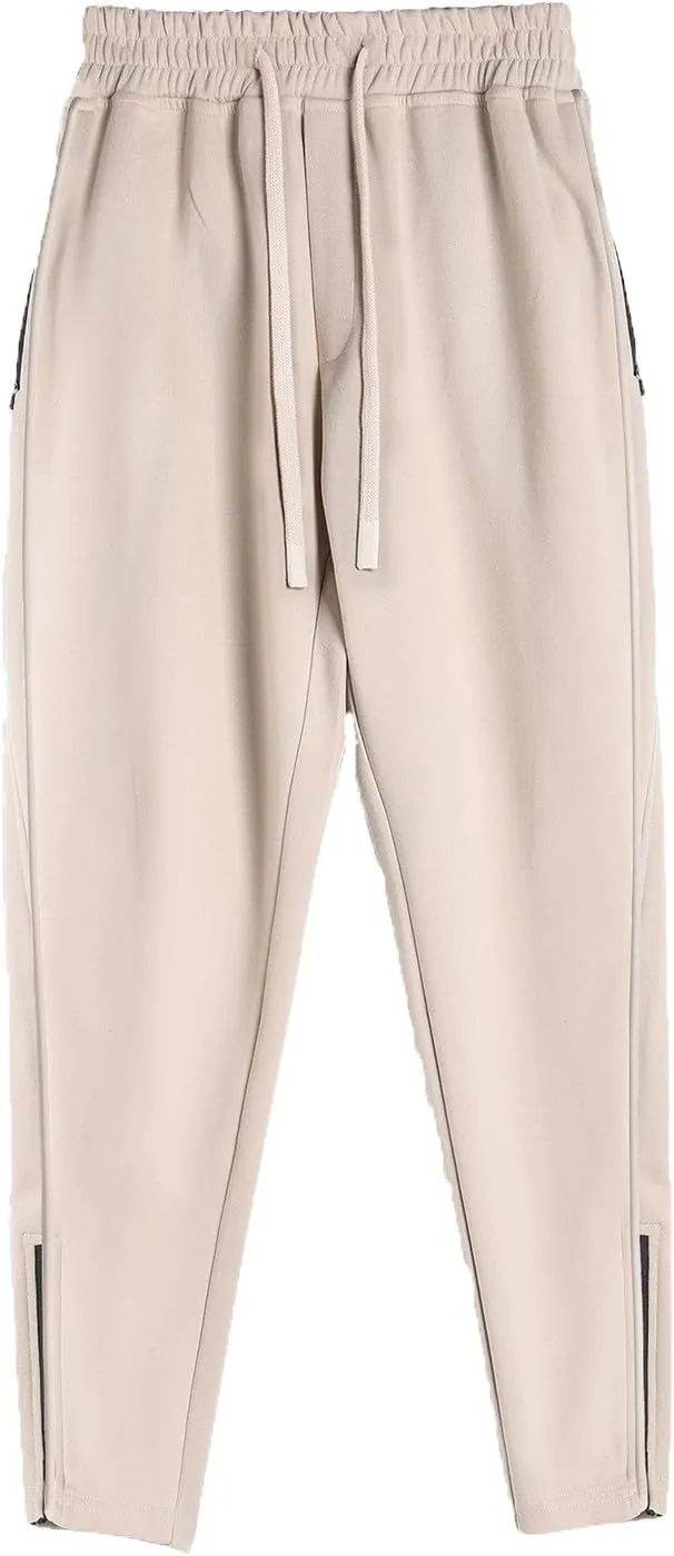 Stretch Tracksuit Bottoms Mens Joggers Pants Slim Fit Gym Sweatpants with Zip Pockets Drawstring Pant Tapered Trousers