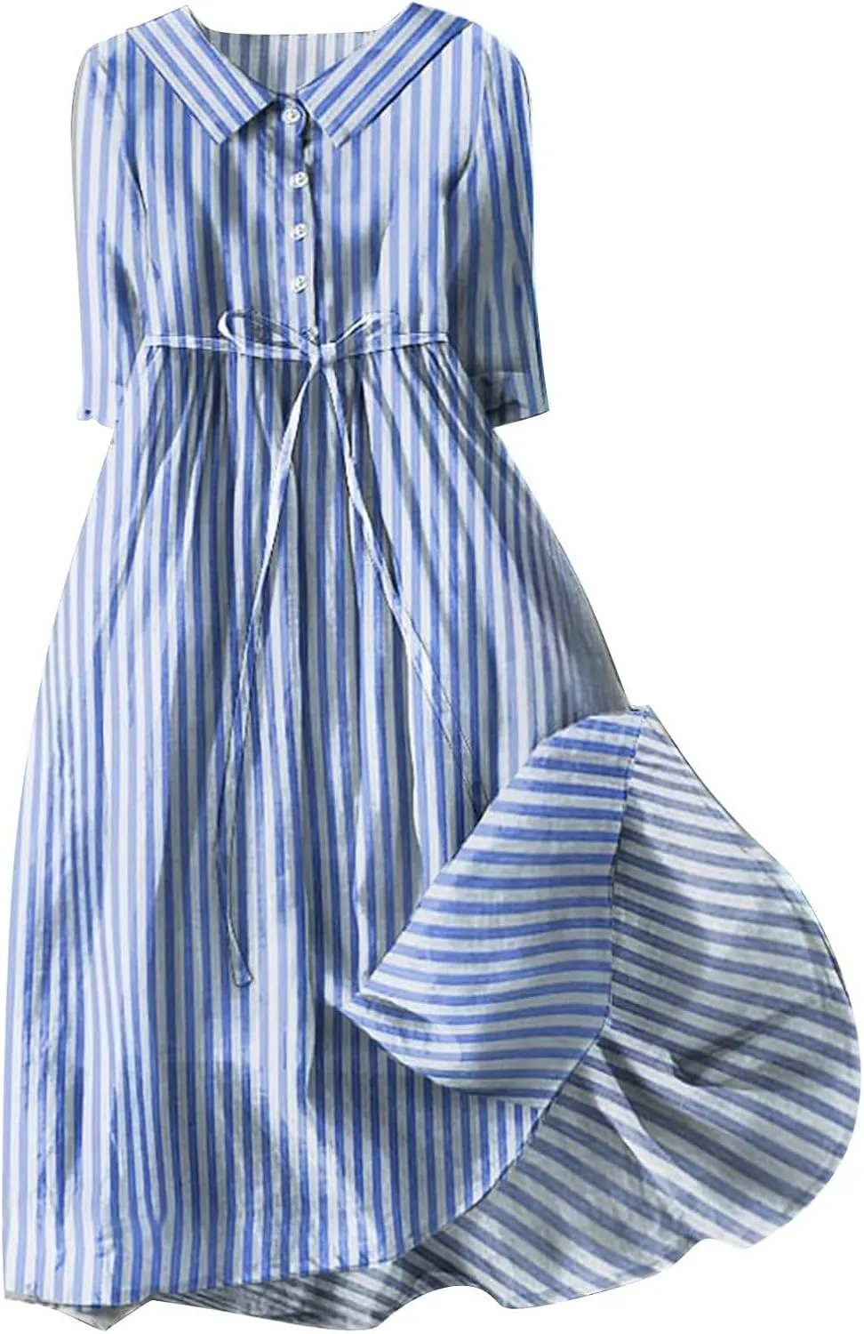 Summer Maxi Dresses Women's 2025 Plus Size Cotton Linen Dress 3/4 Sleeve Long Boho Spring Clothes Casual Resort Wears