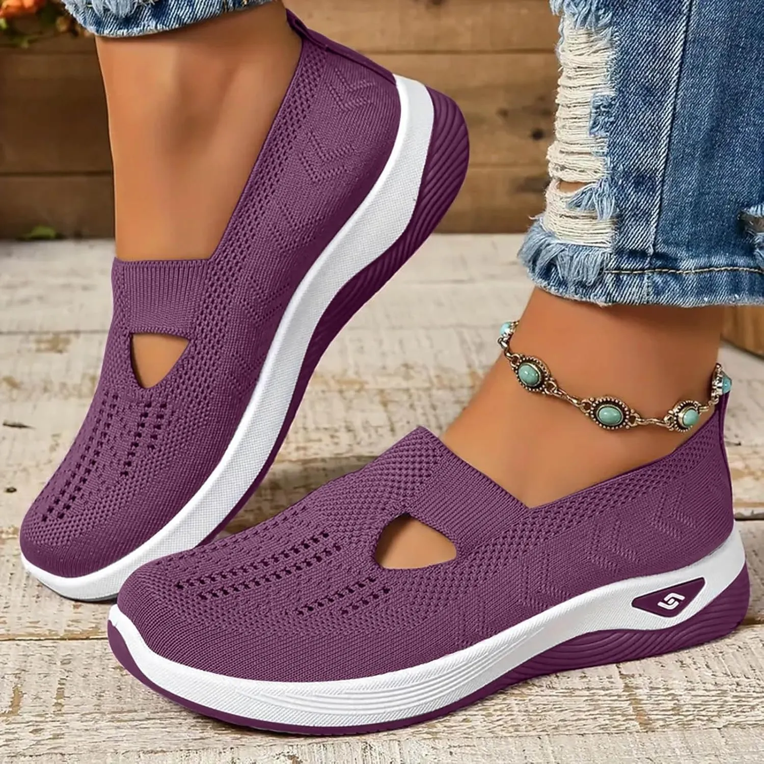 Summer Sandals for Women 2025 Dressy Orthopedic Walking Shoes Womens Woven Orthotic Breathable Walking Sneaker Non-Slip Arch Support Slip on Shoe