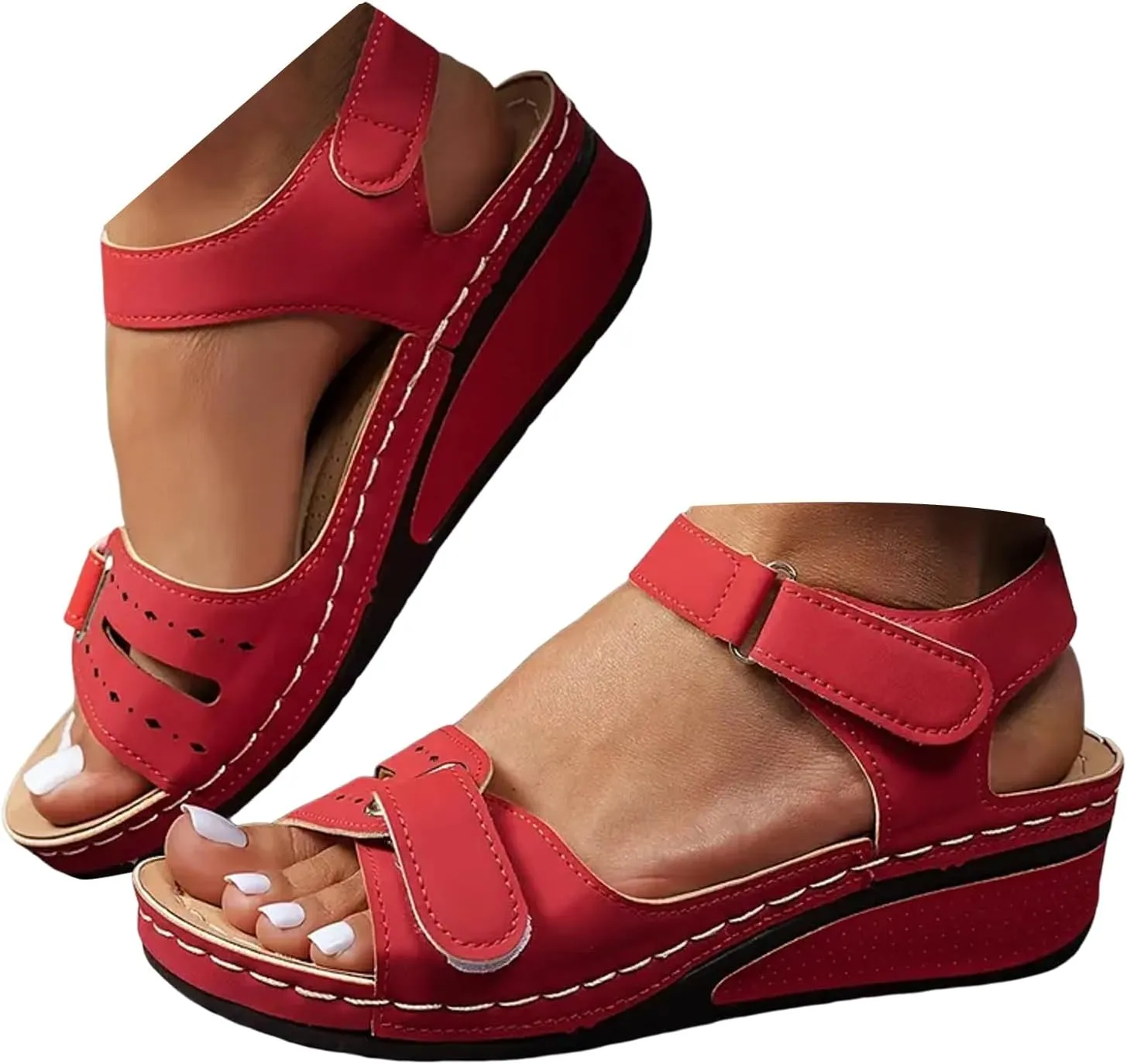 Summer Sandals for Women 2025 Orthopedic Dressy Walking Wedge Sandal Womens Comfortable Casual Open Toe Low Wedge Shoes with Ankle Strap for All Day Wear