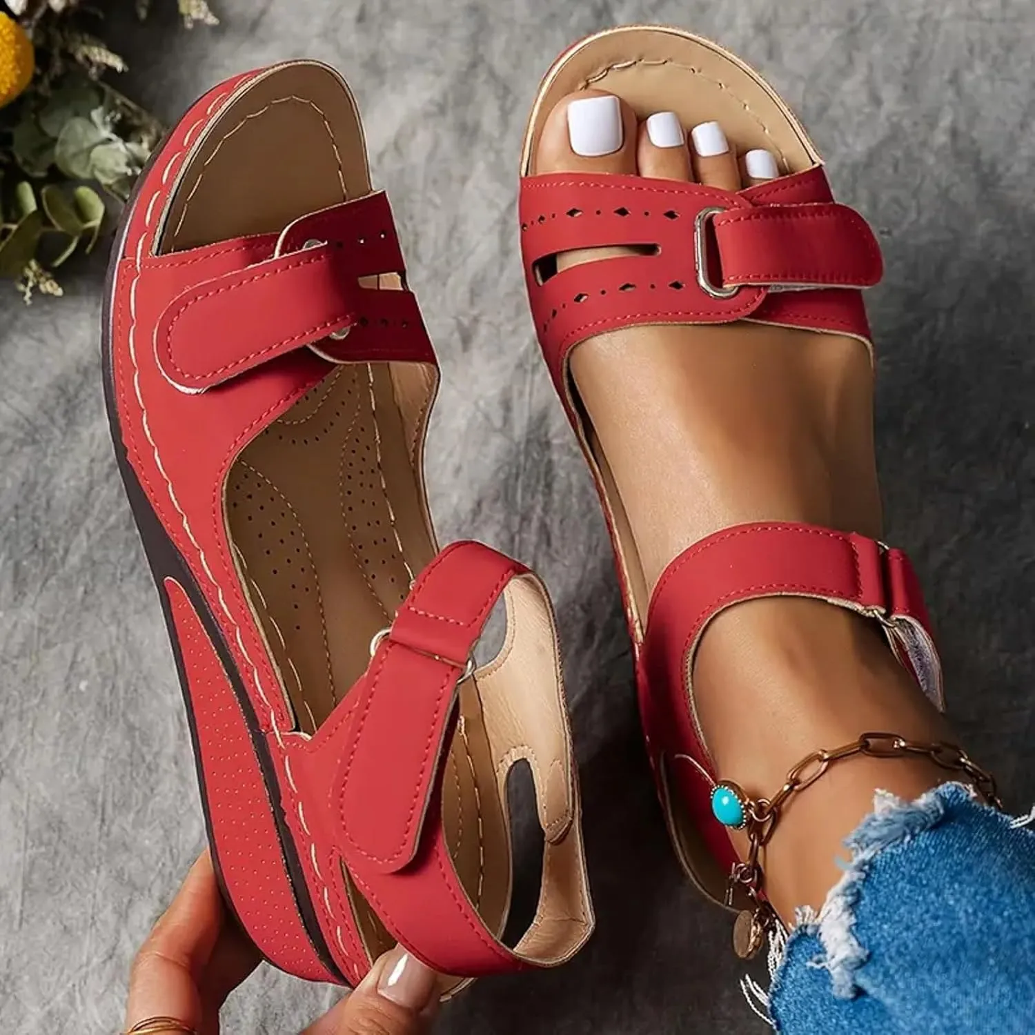 Summer Sandals for Women 2025 Orthopedic Dressy Walking Wedge Sandal Womens Comfortable Casual Open Toe Low Wedge Shoes with Ankle Strap for All Day Wear