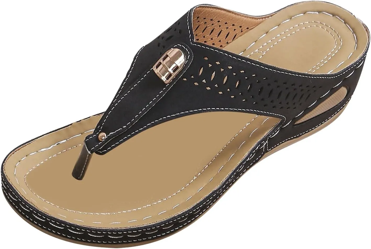 Summer Sandals for Women 2025 Trendy New Orthopedic Wedge Dressy Comfortable Arch Support Casual Slip on Flats Flip Flops for Women Ladies Beach Outdoor Slides Slippers Shoes