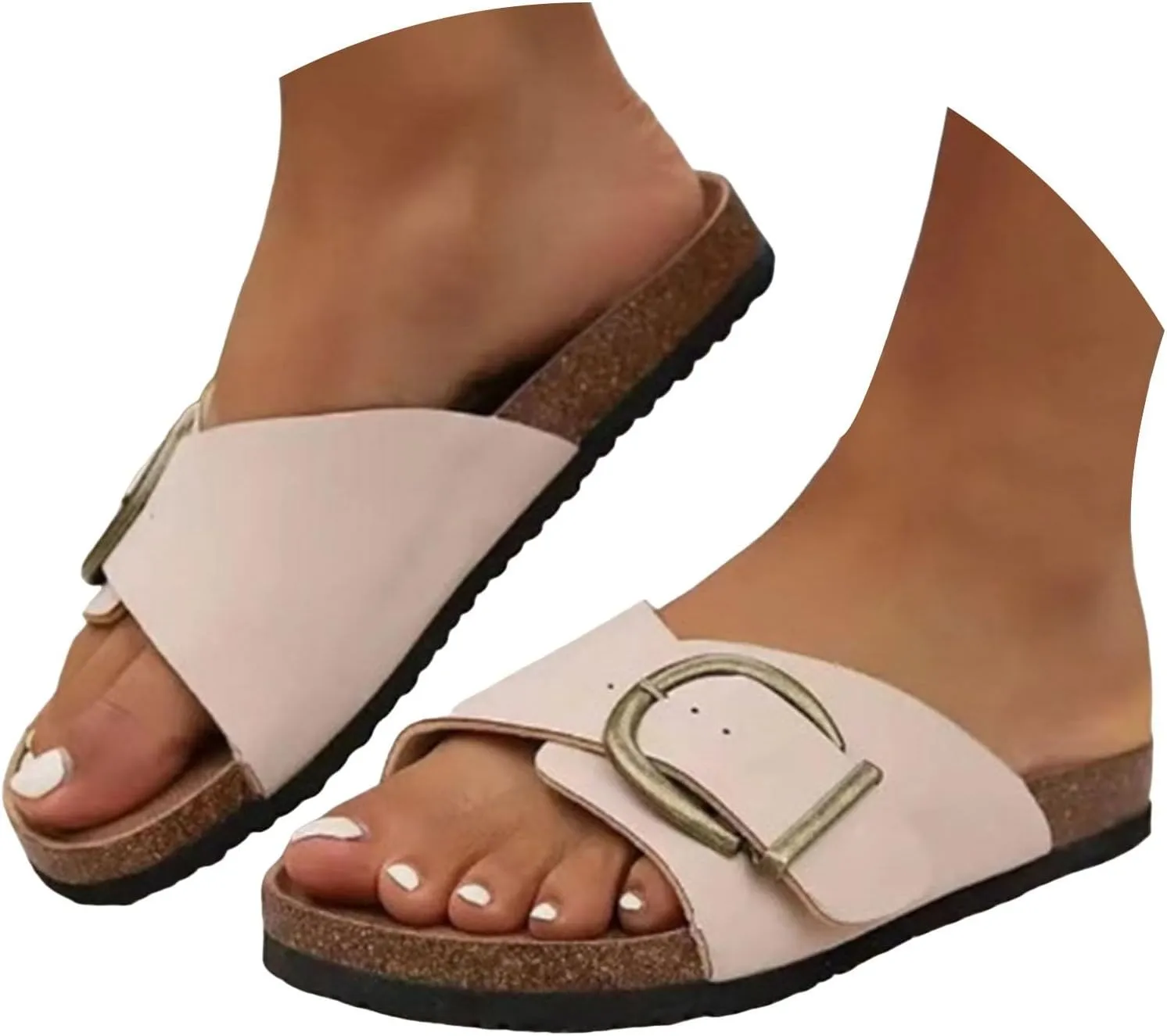 Summer Sandals for Women 2025 Women's Adjustable Buckle Slip On Slide Sandal Beach Comfortable Dress Sandals Dressy Cute Walking Slide Casual Vacation Party Shoes