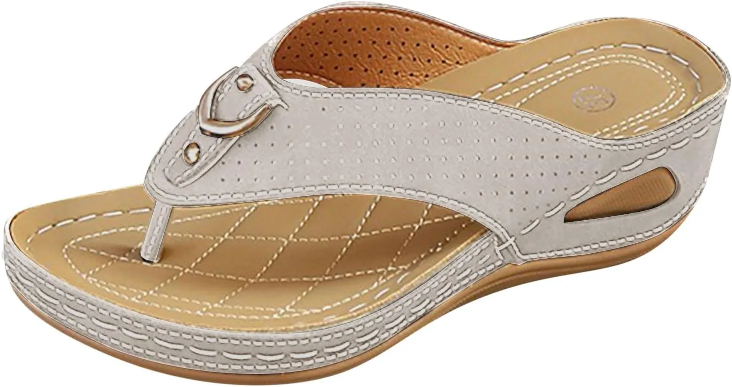 Summer Sandals for Women 2025 Women's Comfortable Breathable Mesh Orthopedic Sports Slippers Arch Support Beach Leisure Wedge Heel Flip Flops Outdoor Vacation Party Shoes