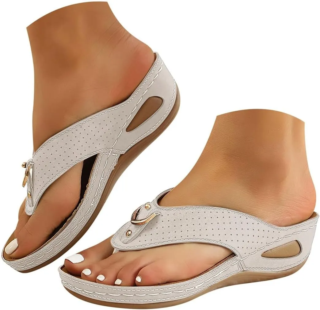 Summer Sandals for Women 2025 Women's Comfortable Breathable Mesh Orthopedic Sports Slippers Arch Support Beach Leisure Wedge Heel Flip Flops Outdoor Vacation Party Shoes