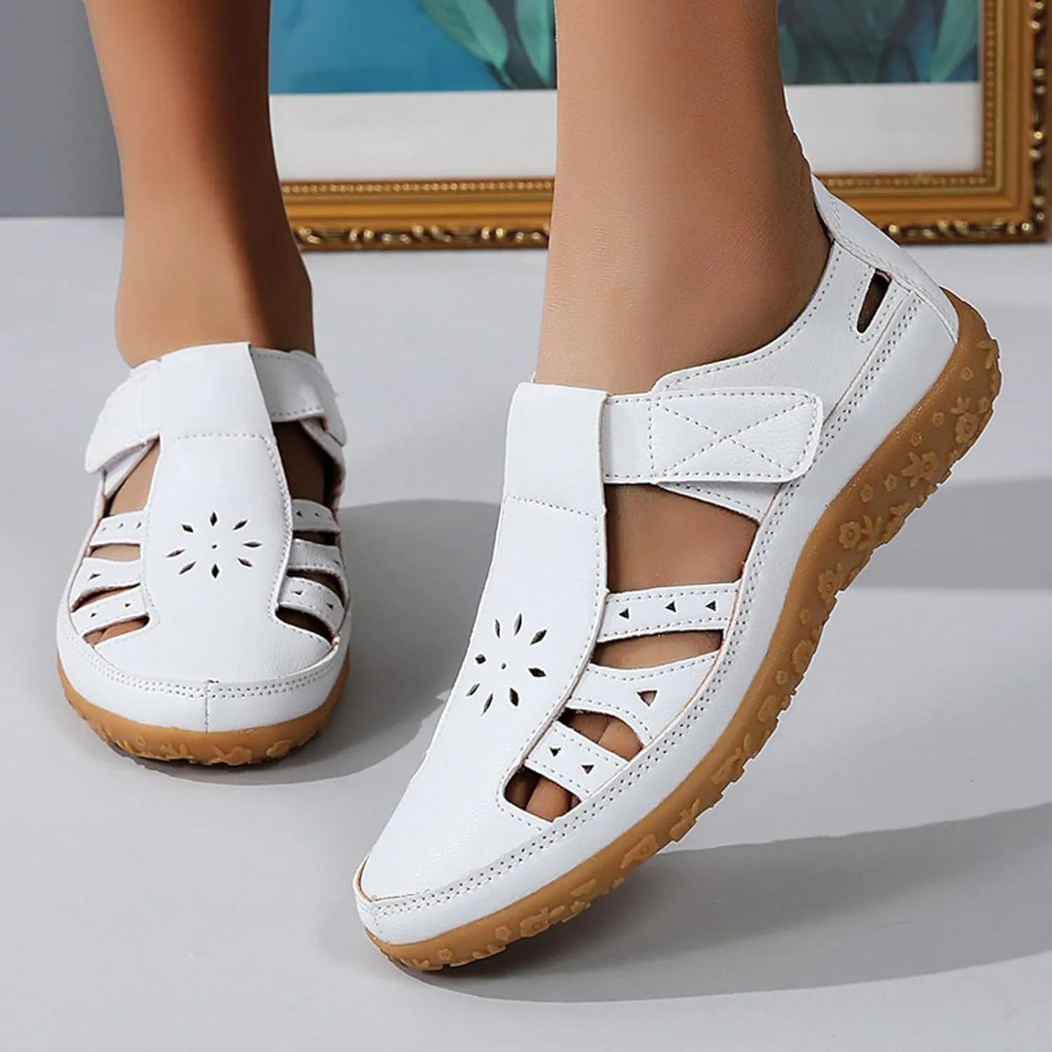 Summer Sandals for Women 2025 Women's Orthopedic Casual Closed Toe Sandal Comfortable Soft Sole Ankle Strap Beach Shoe Lightweight Thick Soles Platform Wedge Non-Slip Buckle Shoes