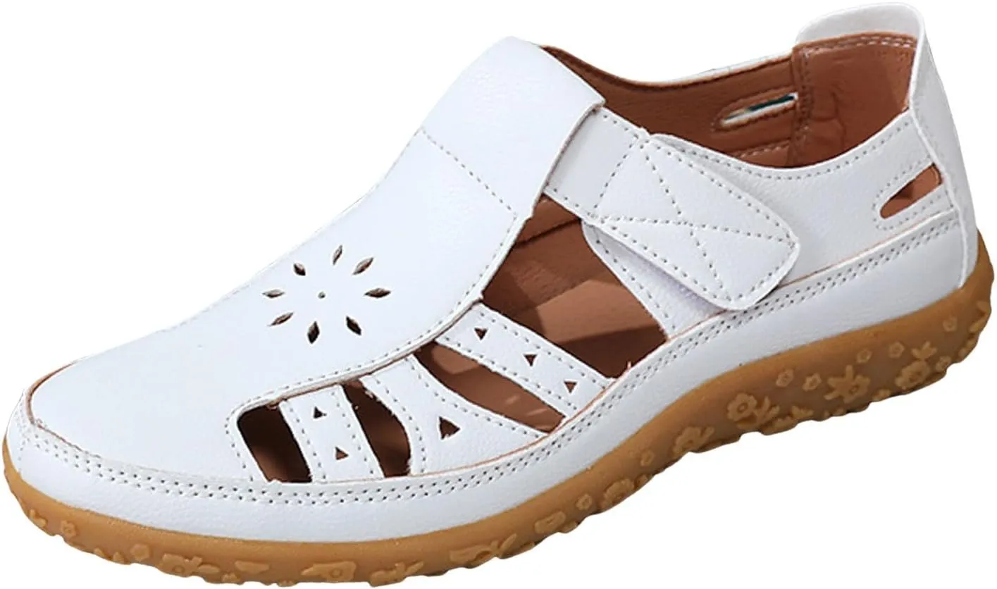 Summer Sandals for Women 2025 Women's Orthopedic Casual Closed Toe Sandal Comfortable Soft Sole Ankle Strap Beach Shoe Lightweight Thick Soles Platform Wedge Non-Slip Buckle Shoes
