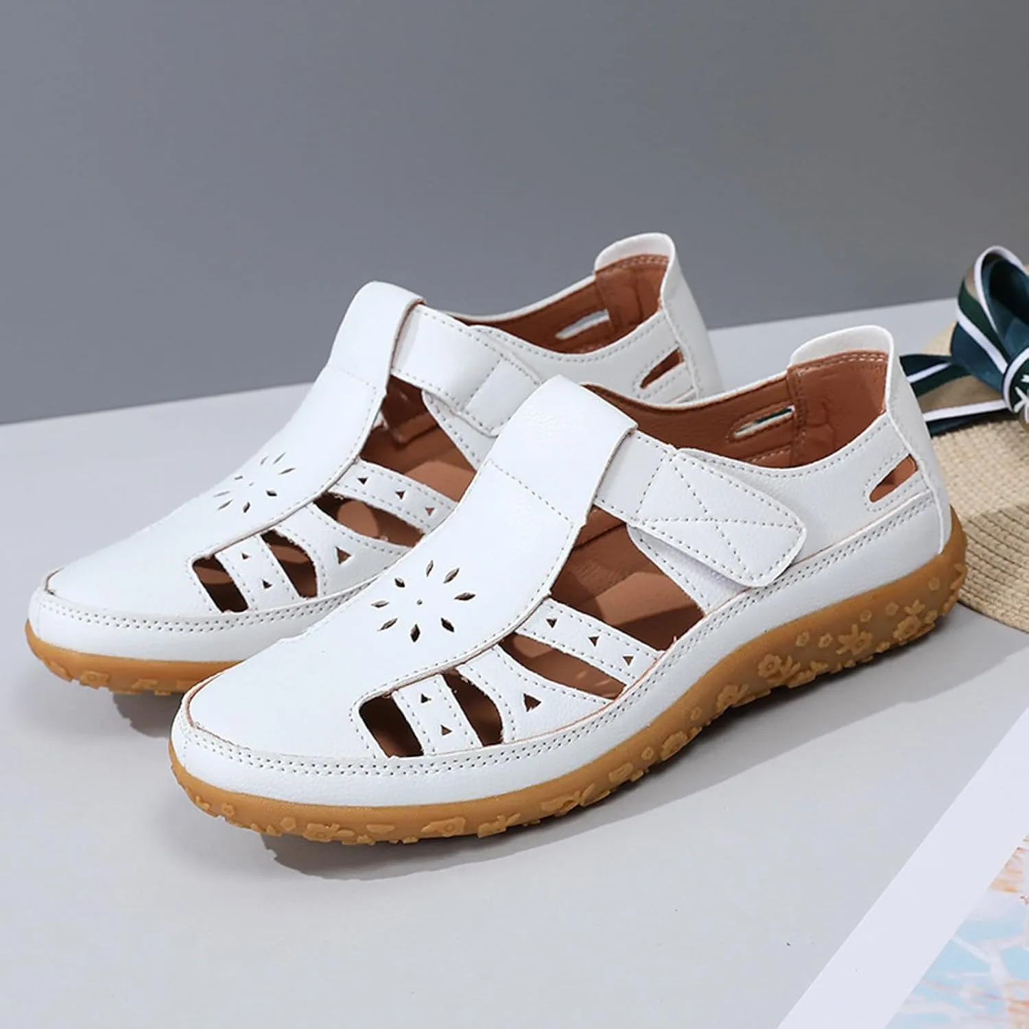 Summer Sandals for Women 2025 Women's Orthopedic Casual Closed Toe Sandal Comfortable Soft Sole Ankle Strap Beach Shoe Lightweight Thick Soles Platform Wedge Non-Slip Buckle Shoes