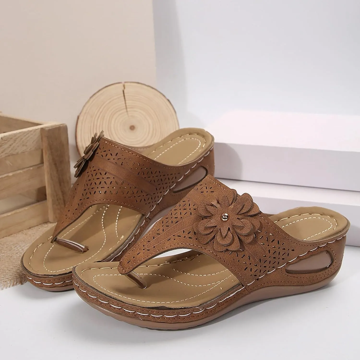 Summer Sandals for Women 2025 Womens Orthopedic Dressy Comfortable Sandal Arch Support Wedge Sandals Non Slip Flip Flops Shoes for Vacation Party