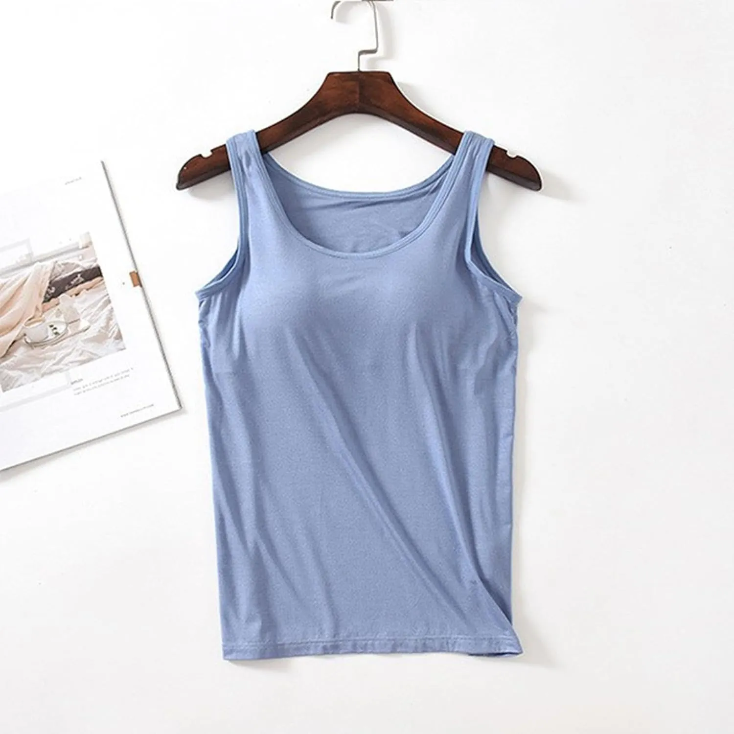Tank Top for Women with Built in Bra Padded Workout Camisoles Gym Yoga Comfort Athletic Basic Layer Summer Undershirt