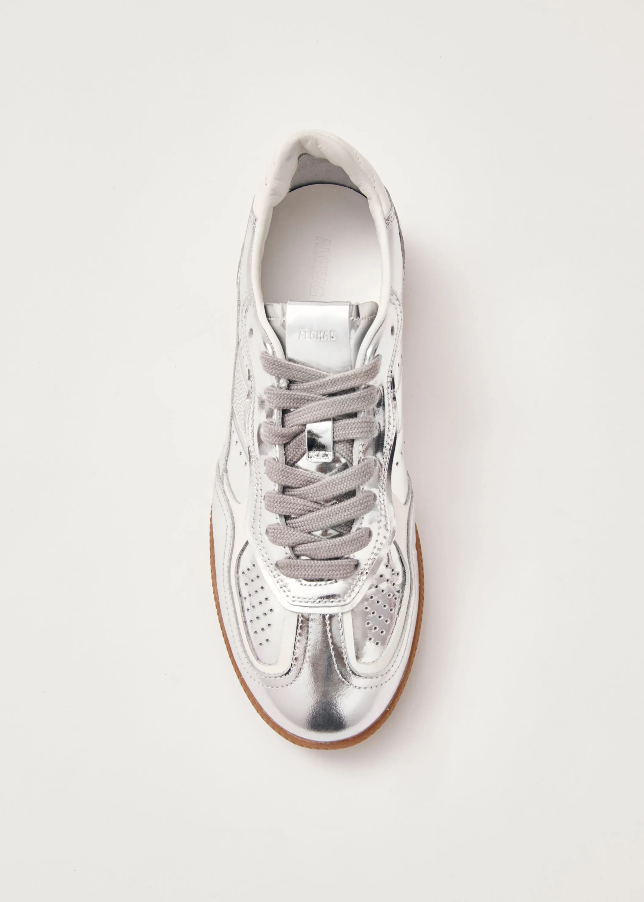 Tb.490 Rife Shimmer Leather Sneakers - Silver Cream