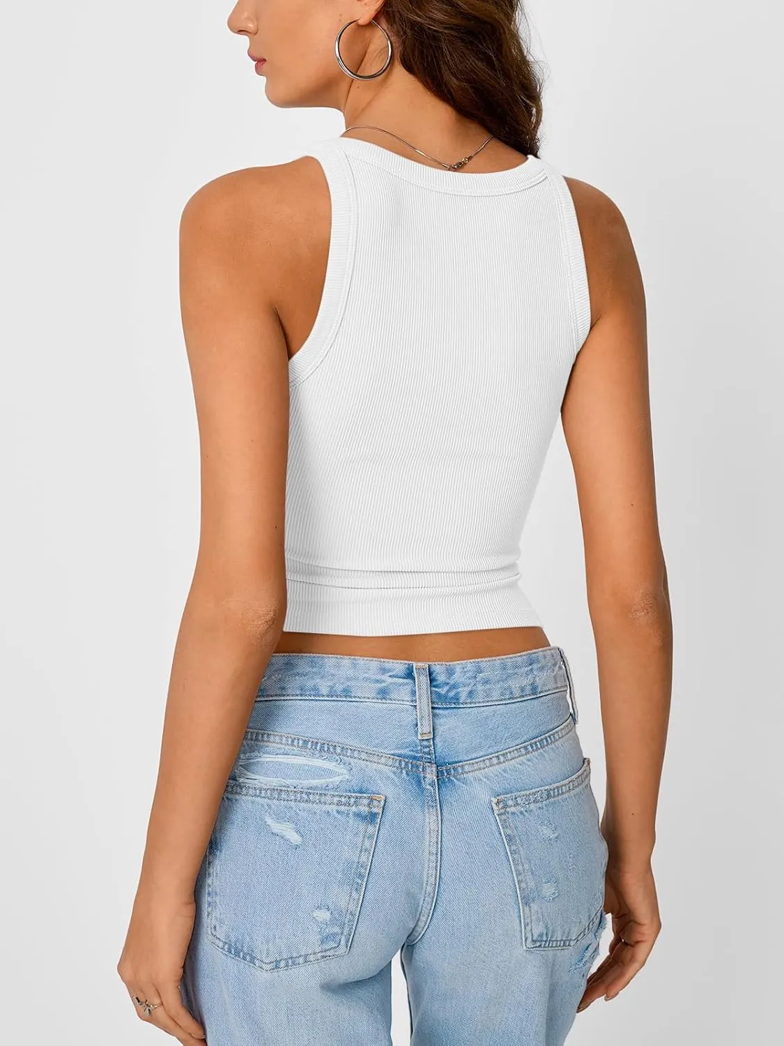 Trendy Queen Womens Tank Tops Crop Camisole Summer Fashion Sleeveless Ribbed Workout Basic Going Out Gym Spring Clothes 2025