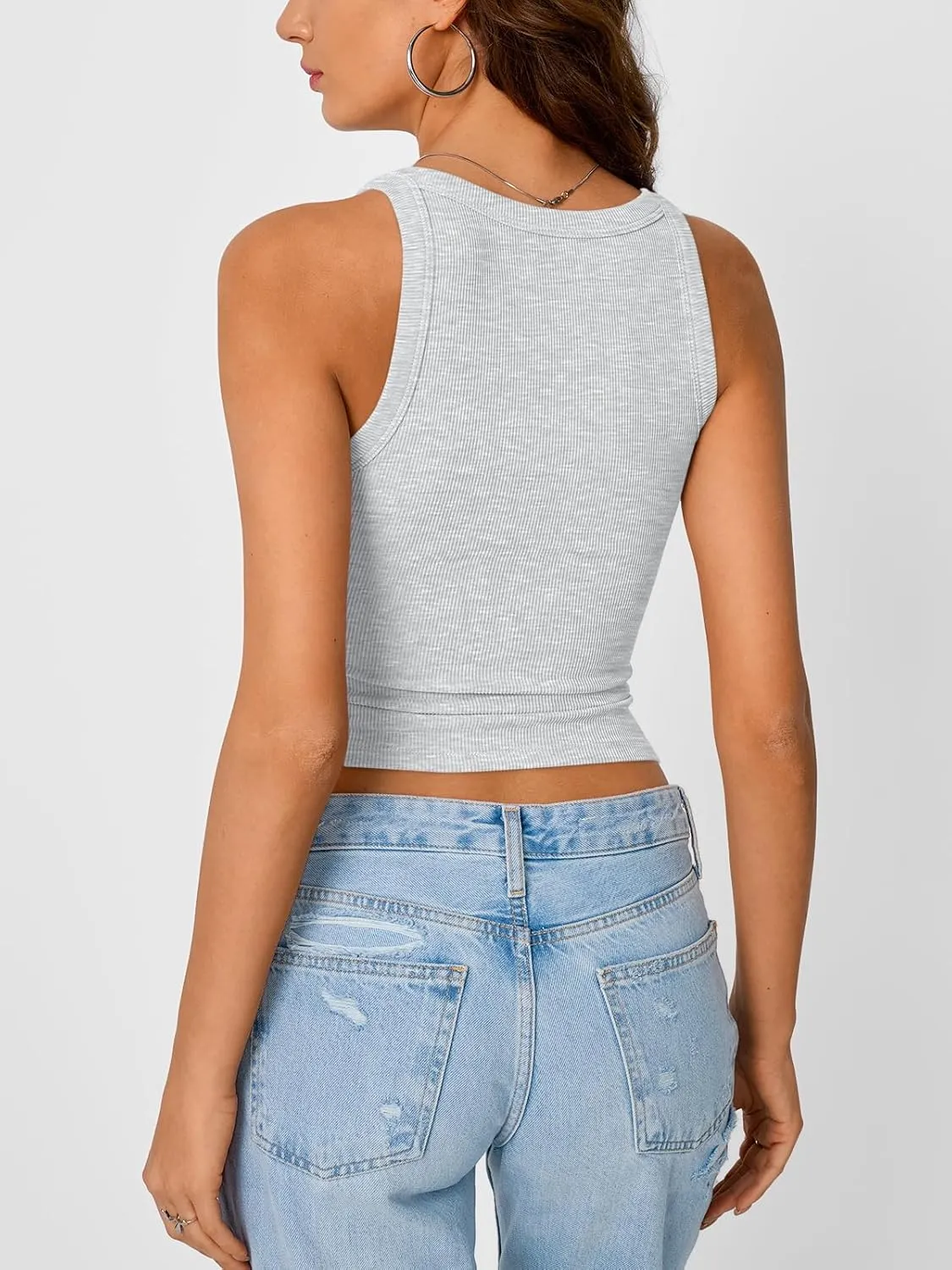 Trendy Queen Womens Tank Tops Crop Camisole Summer Fashion Sleeveless Ribbed Workout Basic Going Out Gym Spring Clothes 2025