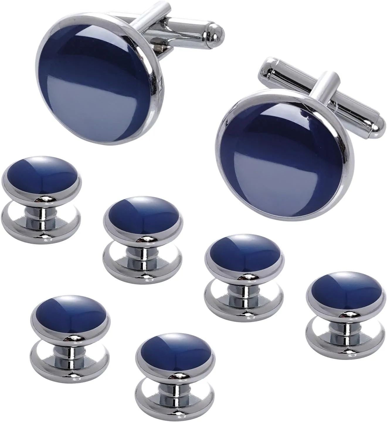 Tuxedo Studs and Cufflinks Set, Mens Cufflinks and Cuff Studs Set Cuff Links Stainless Steel Tux Buttons with Box for Tuxedo Shirts Wedding Business Gift