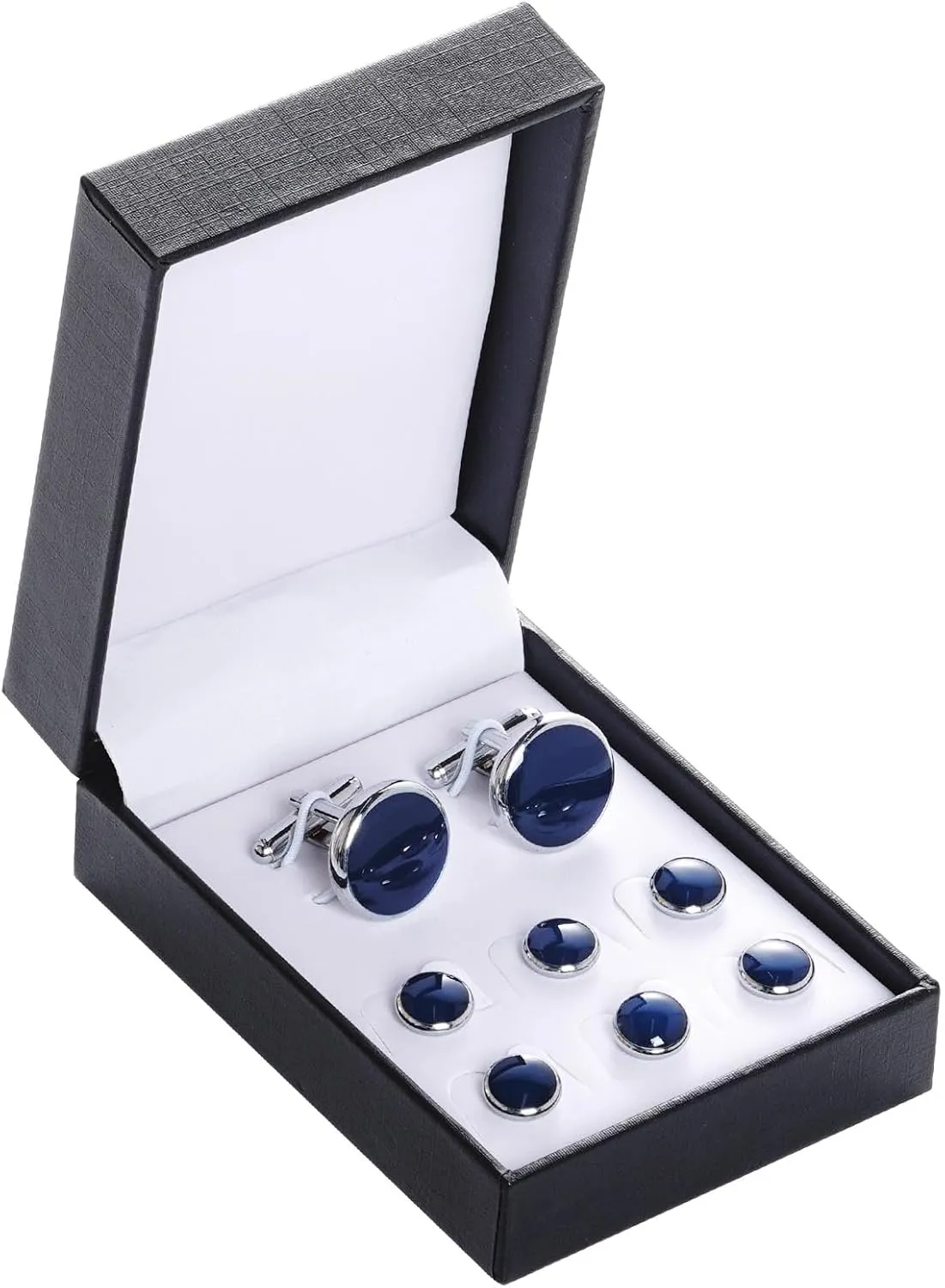 Tuxedo Studs and Cufflinks Set, Mens Cufflinks and Cuff Studs Set Cuff Links Stainless Steel Tux Buttons with Box for Tuxedo Shirts Wedding Business Gift