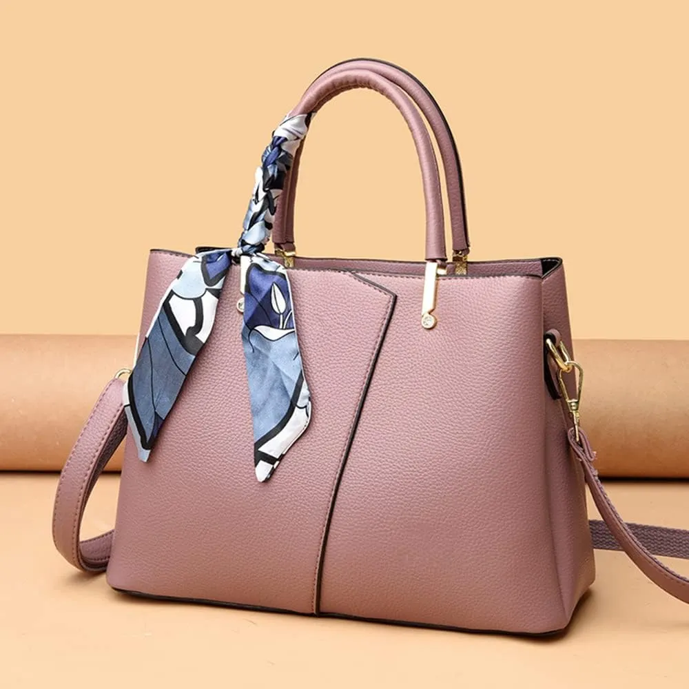 Vegan Leather Satchel Handbag for Women Top Handle Crossbody Bag Fashion Shoulder Bag Tote Large Ladies Purse (White)