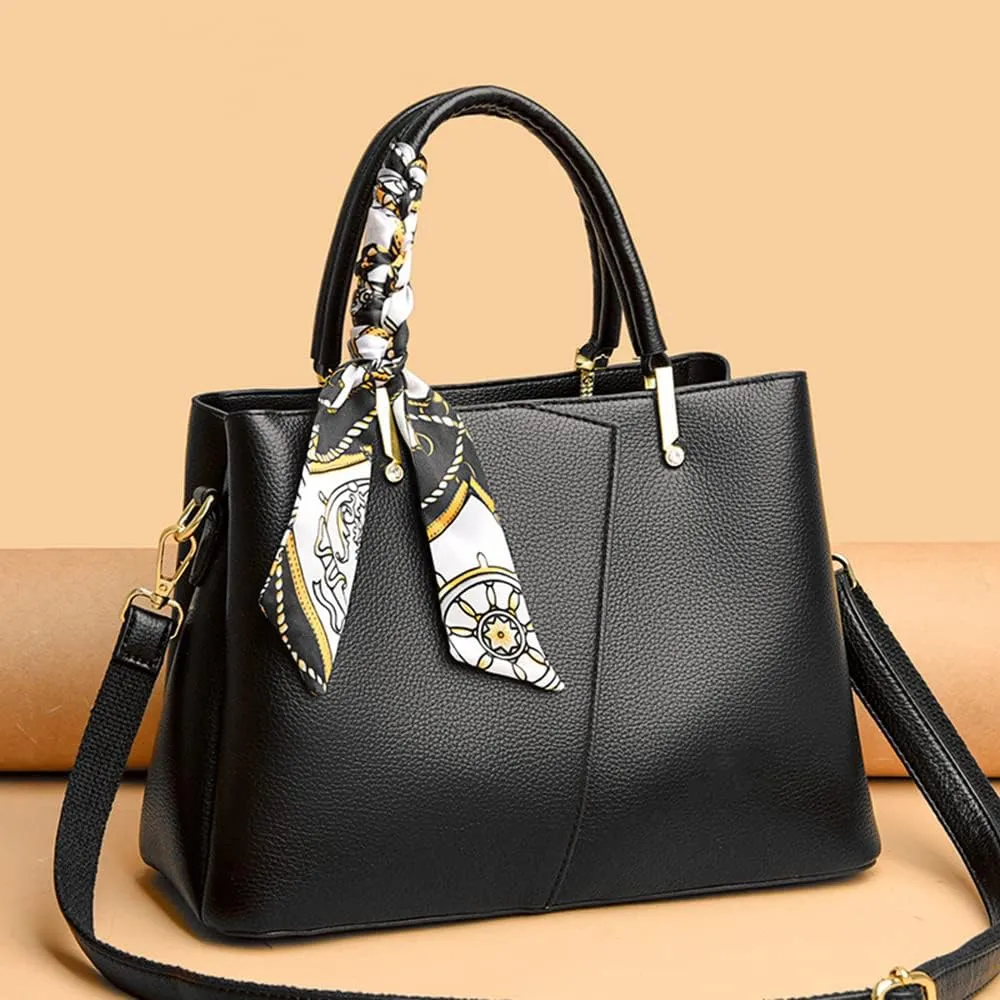Vegan Leather Satchel Handbag for Women Top Handle Crossbody Bag Fashion Shoulder Bag Tote Large Ladies Purse (White)