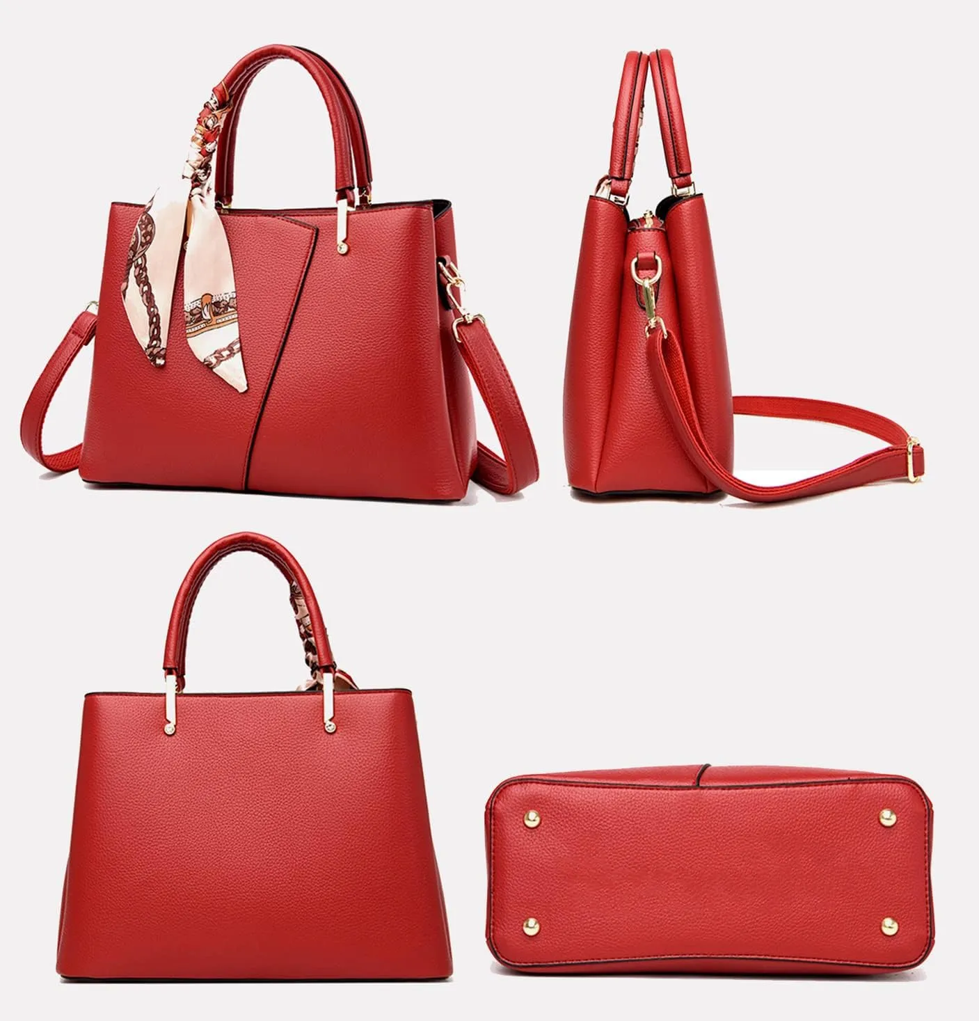 Vegan Leather Satchel Handbag for Women Top Handle Crossbody Bag Fashion Shoulder Bag Tote Large Ladies Purse (White)