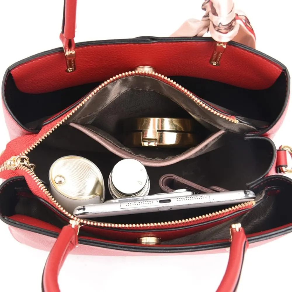 Vegan Leather Satchel Handbag for Women Top Handle Crossbody Bag Fashion Shoulder Bag Tote Large Ladies Purse (White)