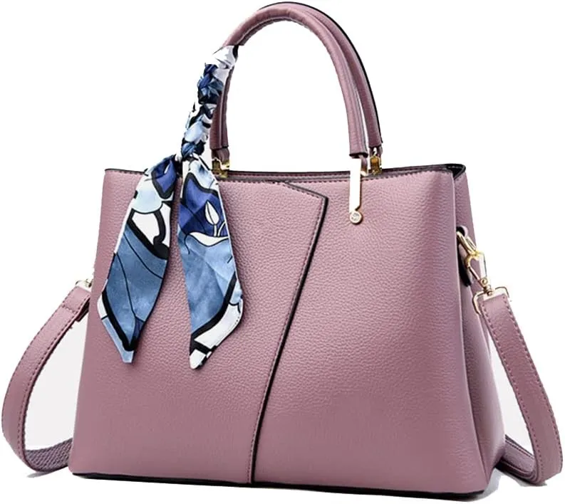 Vegan Leather Satchel Handbag for Women Top Handle Crossbody Bag Fashion Shoulder Bag Tote Large Ladies Purse (White)