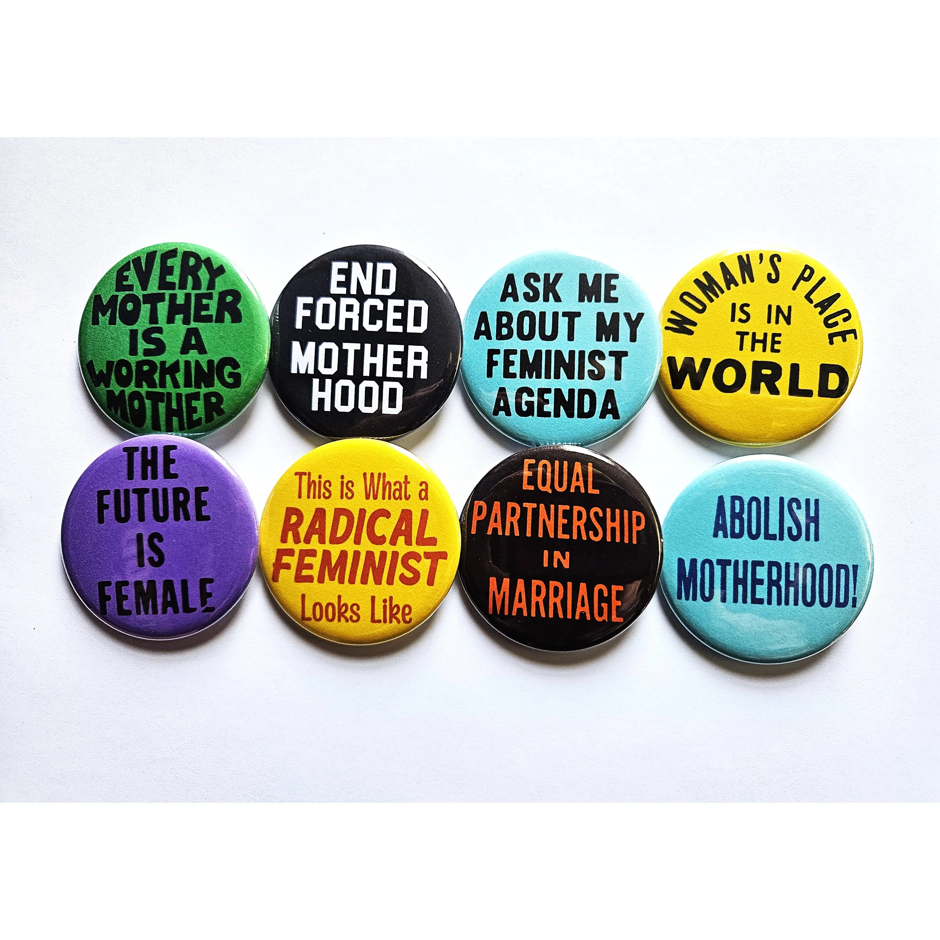 Vintage Reproduction Ask Me About My Feminist Agenda Small Pinback Button | 1.25" Diameter '60 '70s '80s Retro Pin