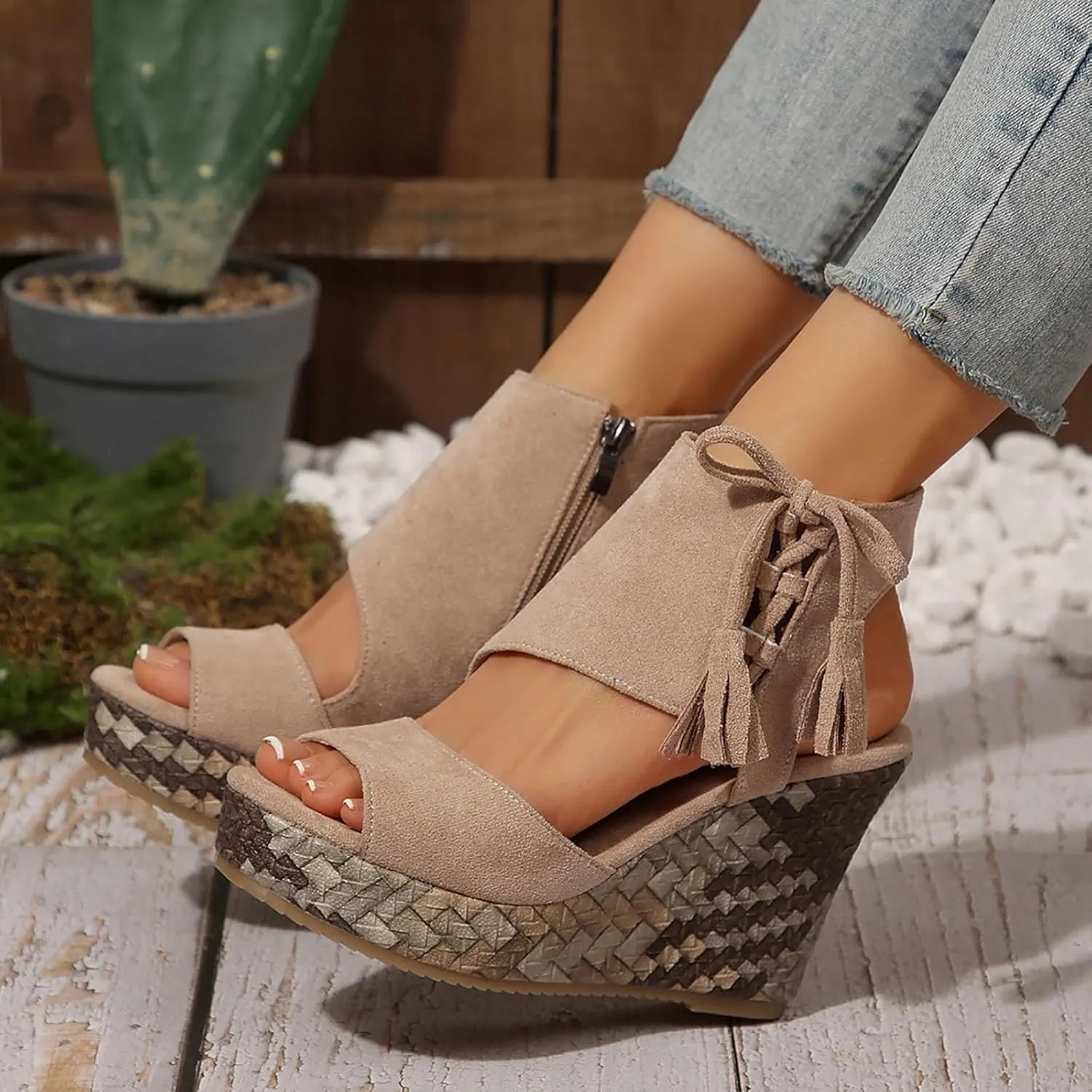 Wedge Sandals for Women Summer Dressy 2025 New Orthopedic Open Toe Espadrilles Wedges Sandal Comfortable Ankle Strap Platform Boho Beach Shoes Comfortable Casual Shoe