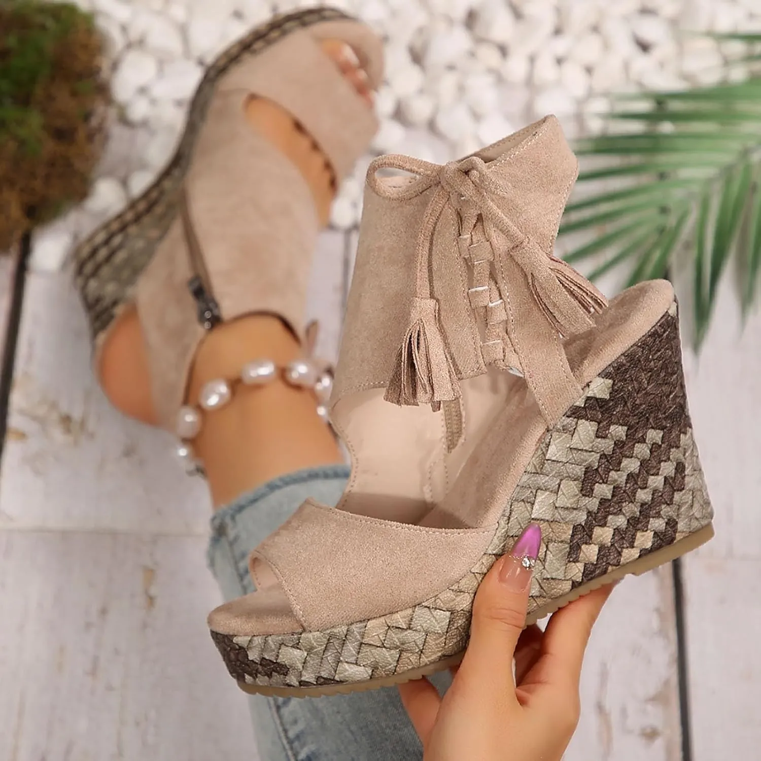 Wedge Sandals for Women Summer Dressy 2025 New Orthopedic Open Toe Espadrilles Wedges Sandal Comfortable Ankle Strap Platform Boho Beach Shoes Comfortable Casual Shoe